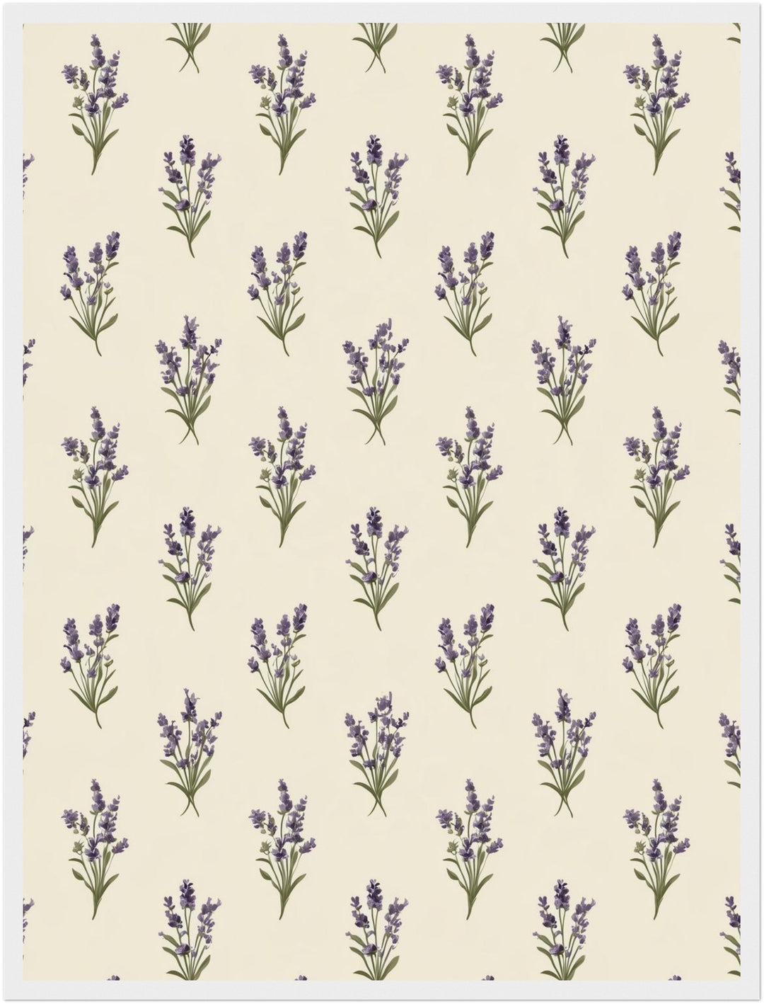 Lavendel Muster Creme Poster – Weißer Rahmen – Produktfoto