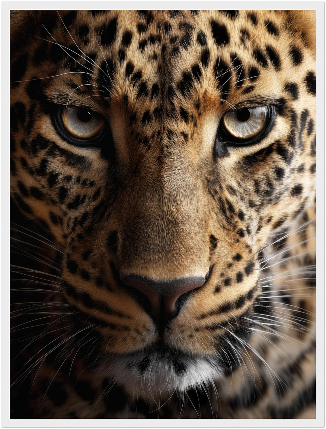 Leopard im Fokus Poster – Weißer Rahmen – Produktfoto