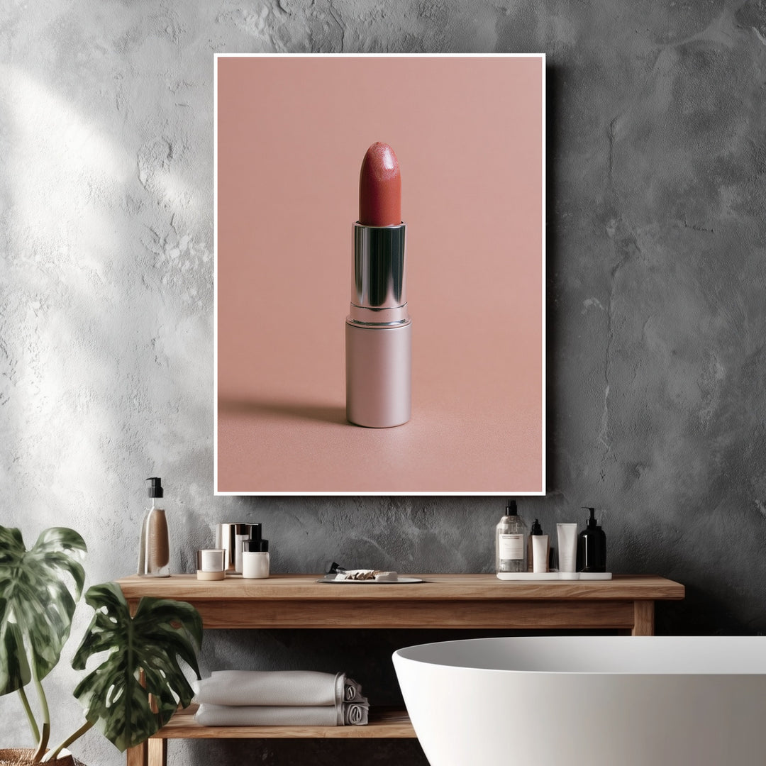 Lippenstift Nude Stillleben Poster – Weißer Rahmen – Produktfoto