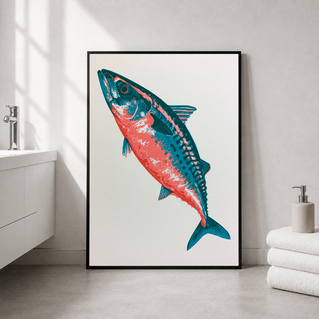 Makrele Pop Art Poster – Schwarzer Rahmen – Produktfoto