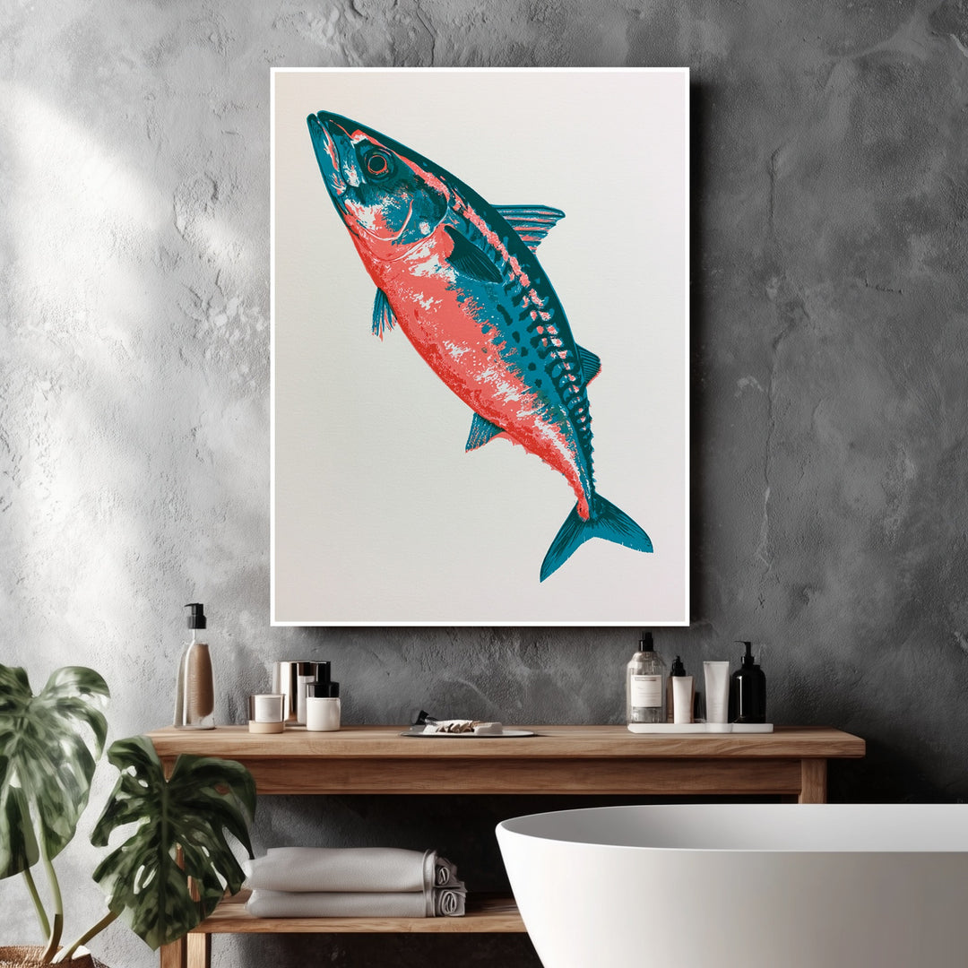 Makrele Pop Art Poster – Weißer Rahmen – Produktfoto