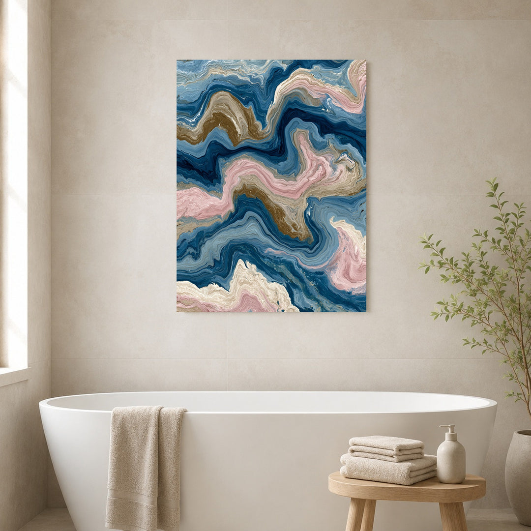 Marmor Fluid Art blau rosa Poster – Ohne Rahmen – Produktfoto