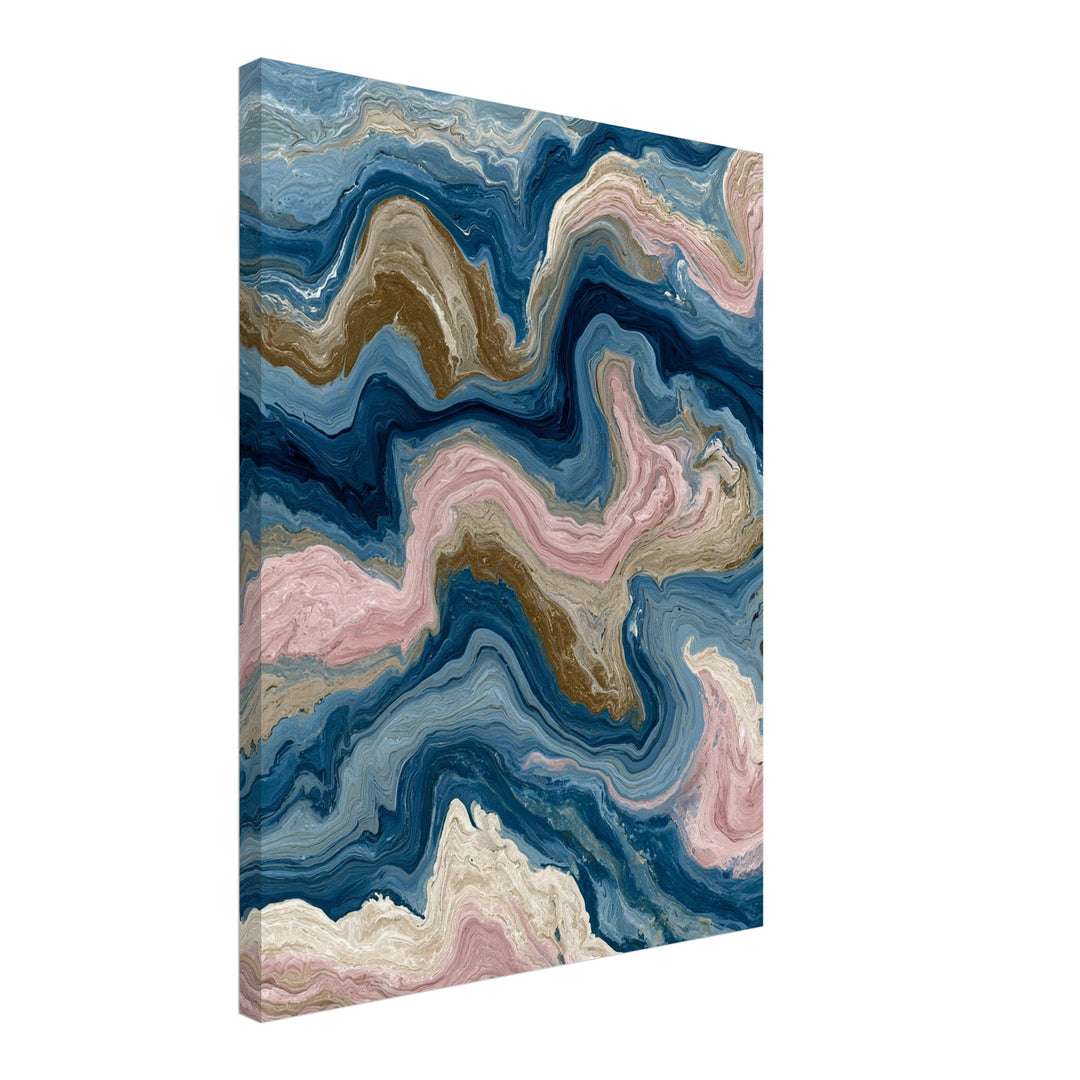 Marmor Fluid Art blau rosa Leinwandbild – Schräge Ansicht – Produktfoto