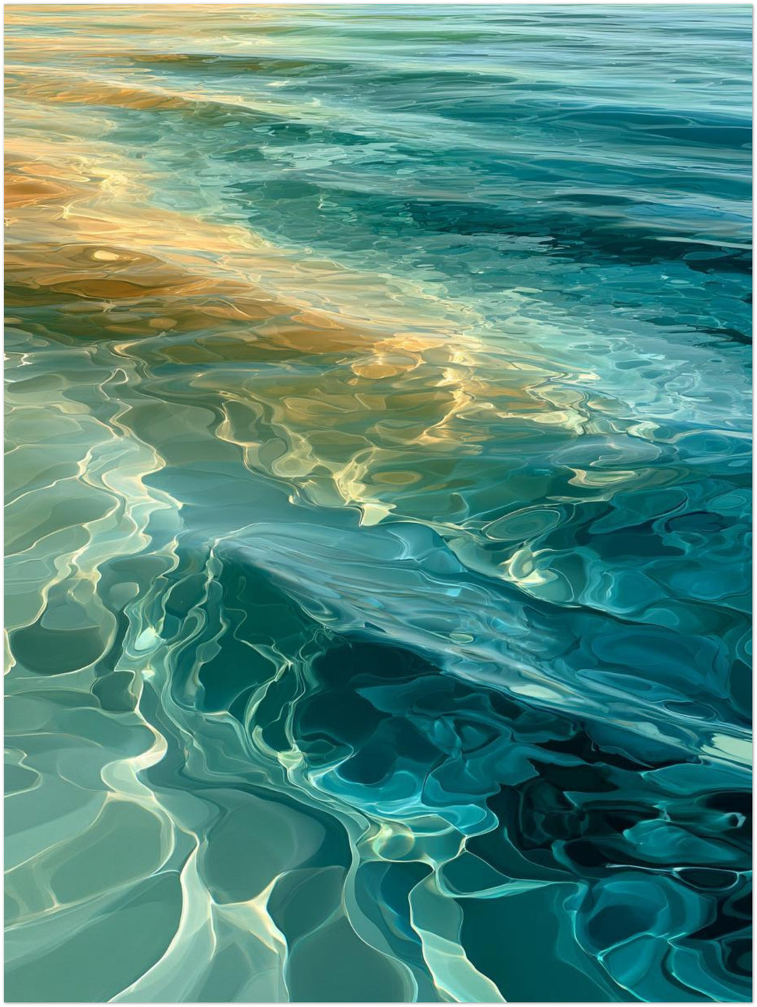 Meerwasser Sonnenlicht Reflexion Poster – Ohne Rahmen – Produktfoto