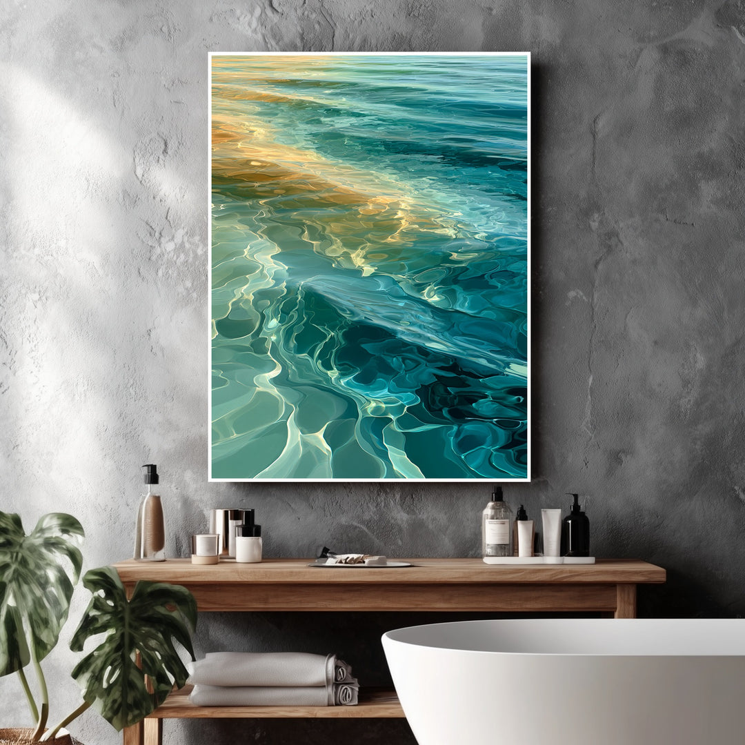 Meerwasser Sonnenlicht Reflexion Poster – Weißer Rahmen – Produktfoto