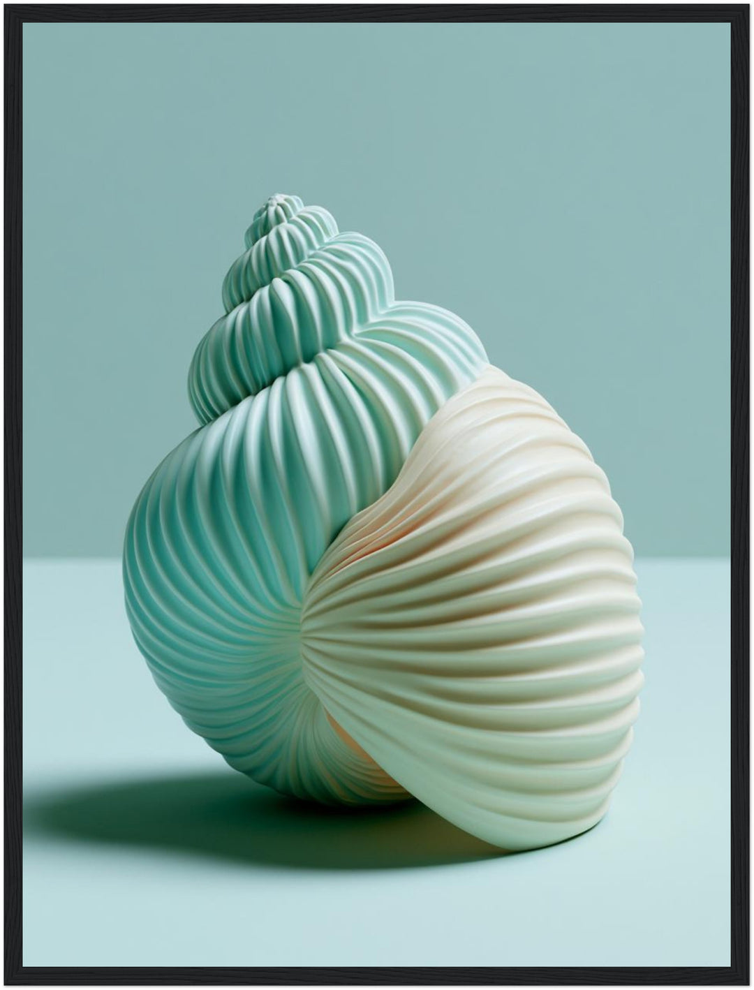 Minimalistische Meeresschnecke Poster – Schwarzer Rahmen – Wohnzimmer Mockup
