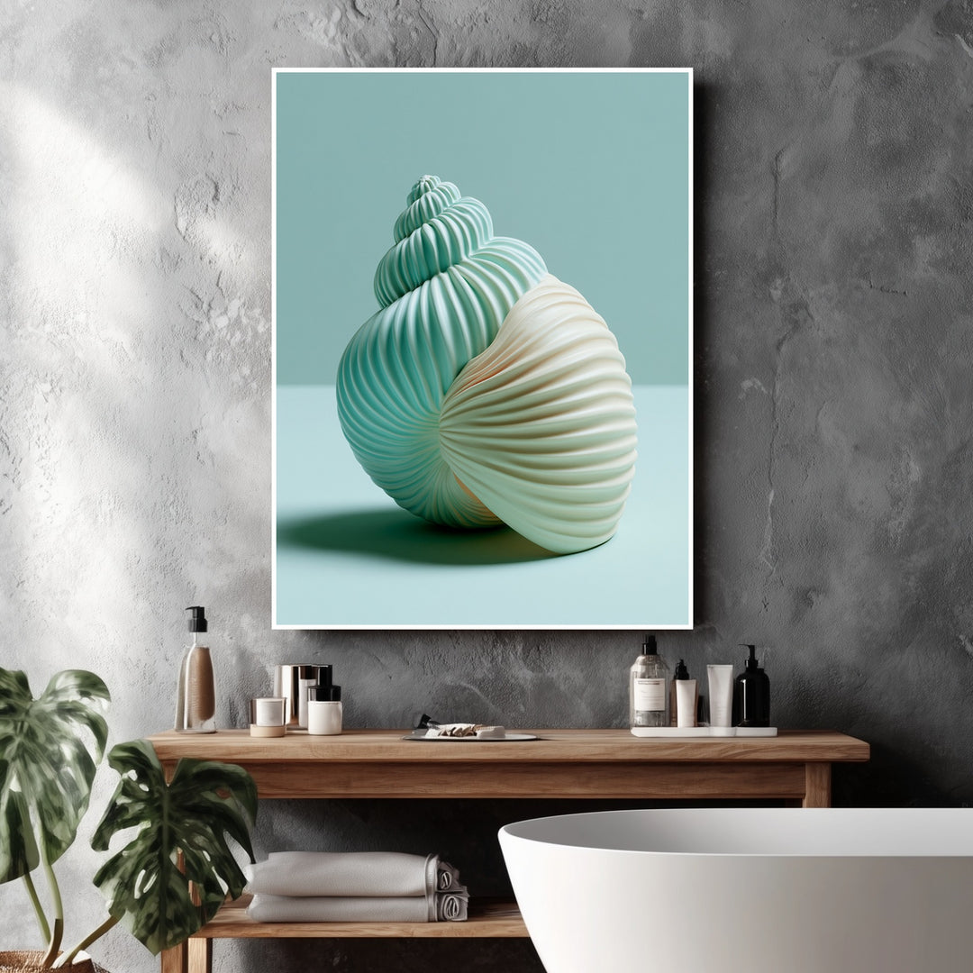 Minimalistische Meeresschnecke Poster – Weißer Rahmen – Wohnzimmer Mockup