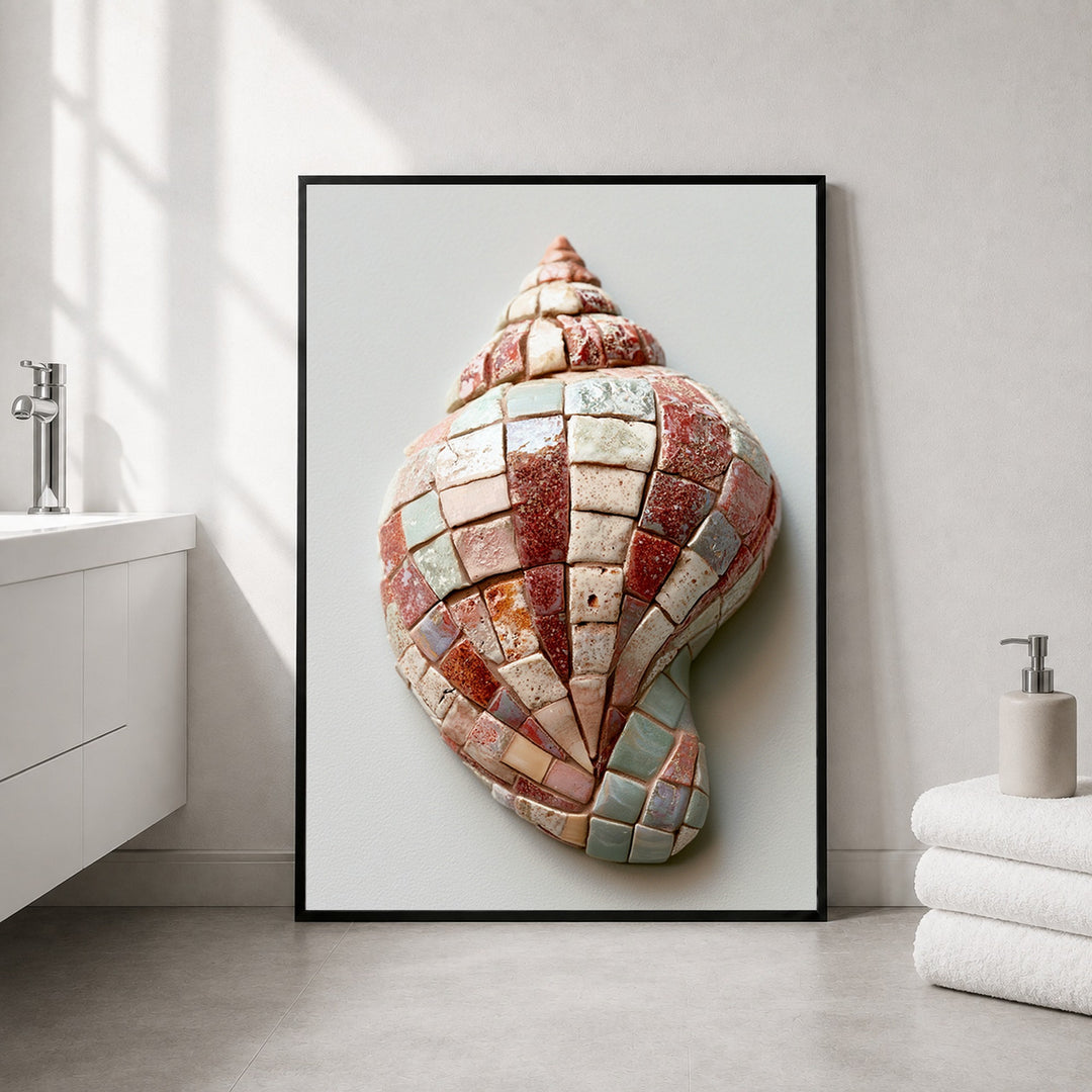 Mosaik Meeresschnecke Poster – Schwarzer Rahmen – Produktfoto