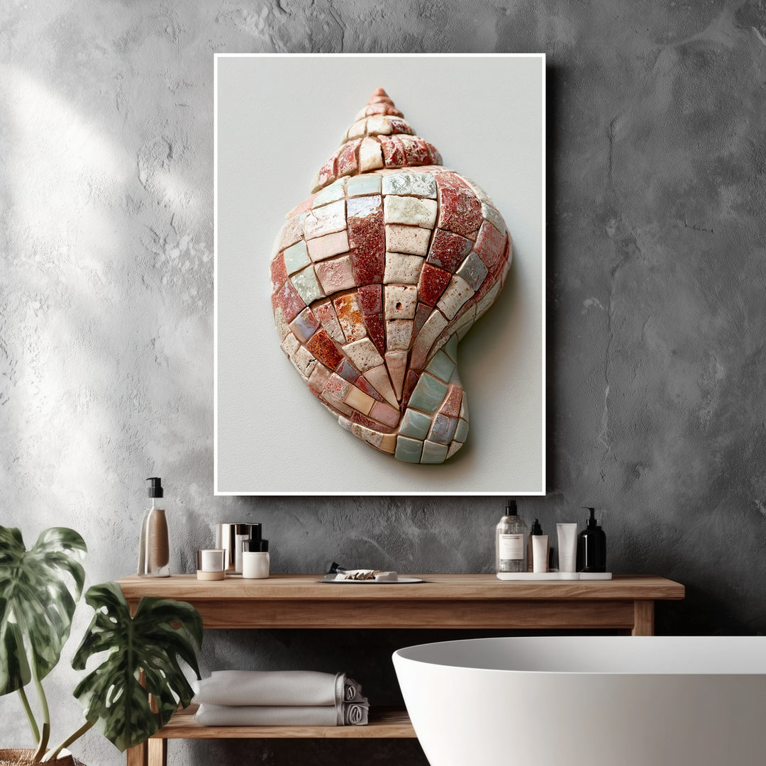 Mosaik Meeresschnecke Poster – Weißer Rahmen – Produktfoto