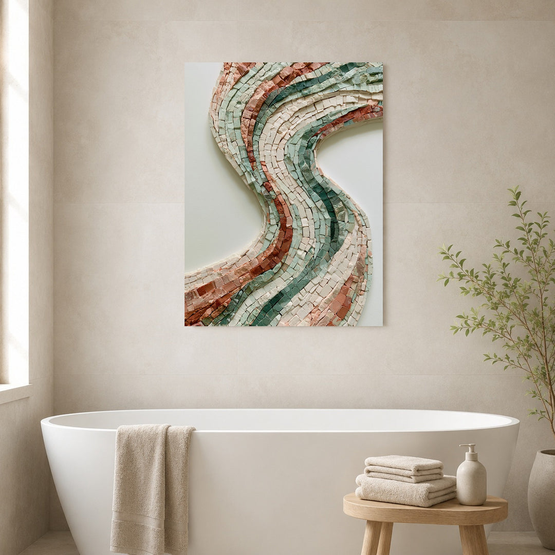Mosaik Wellen Steinoptik Leinwandbild – Ohne Rahmen – Produktfoto