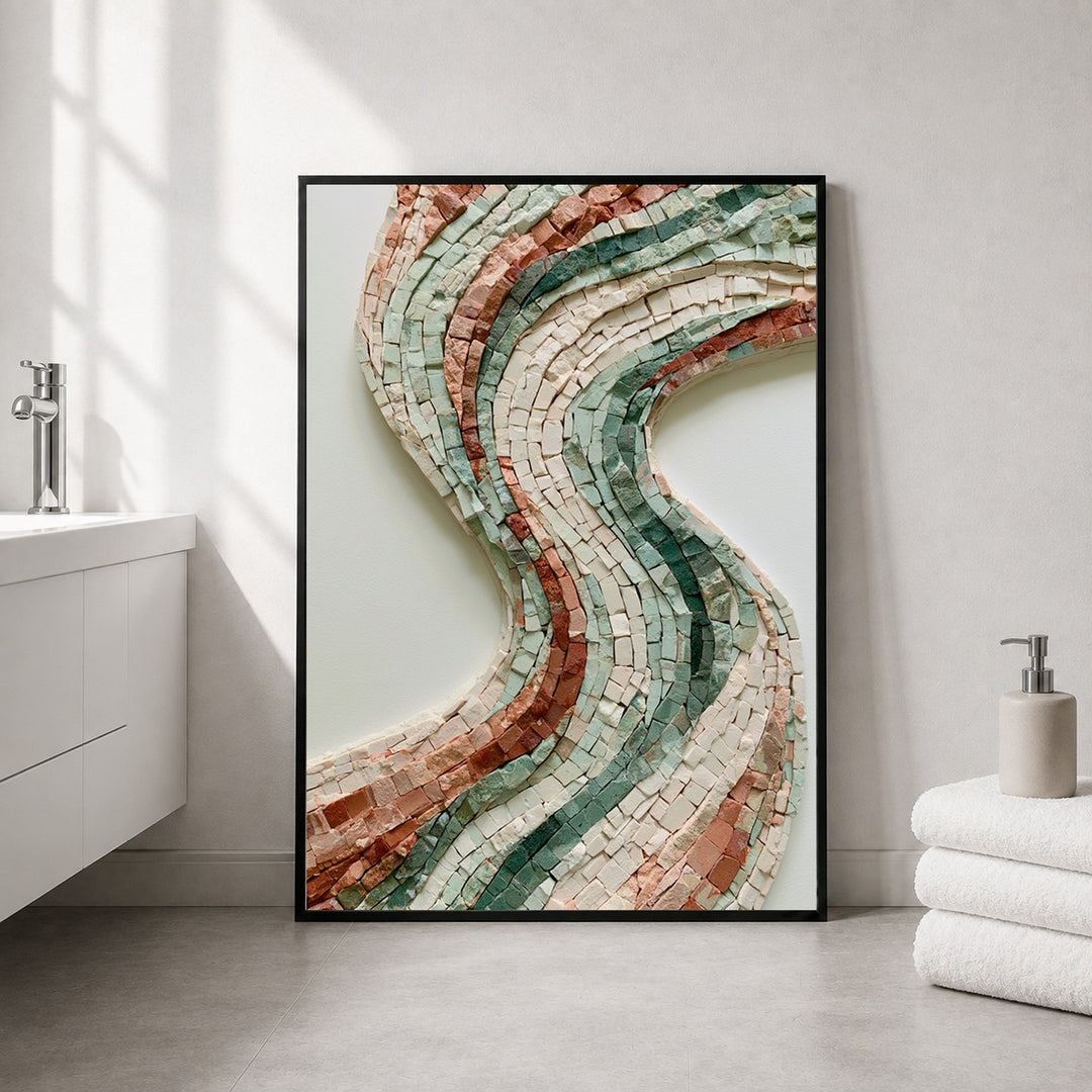 Mosaik Wellen Steinoptik Poster – Schwarzer Rahmen – Produktfoto