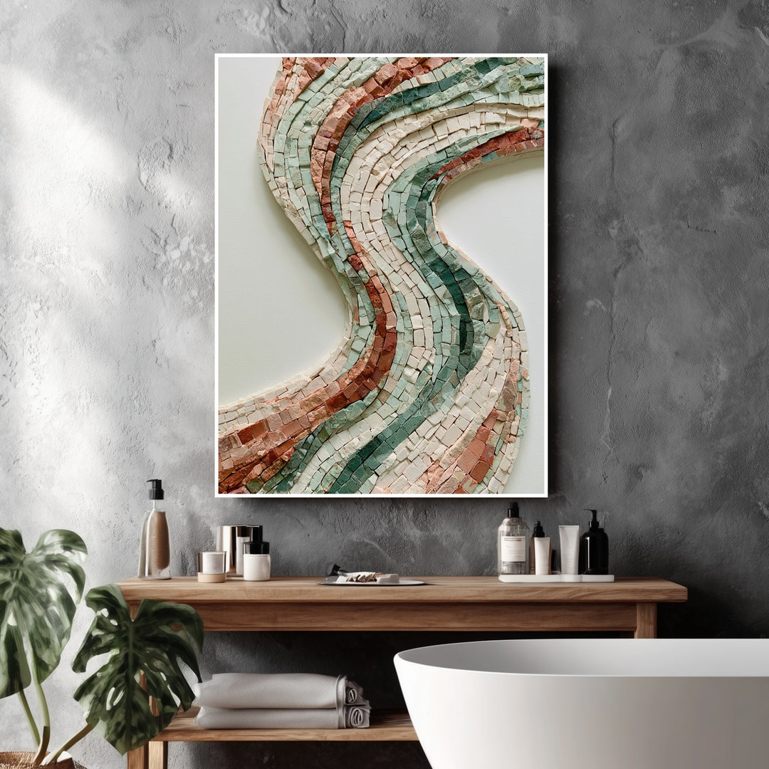 Mosaik Wellen Steinoptik Poster – Weißer Rahmen – Produktfoto