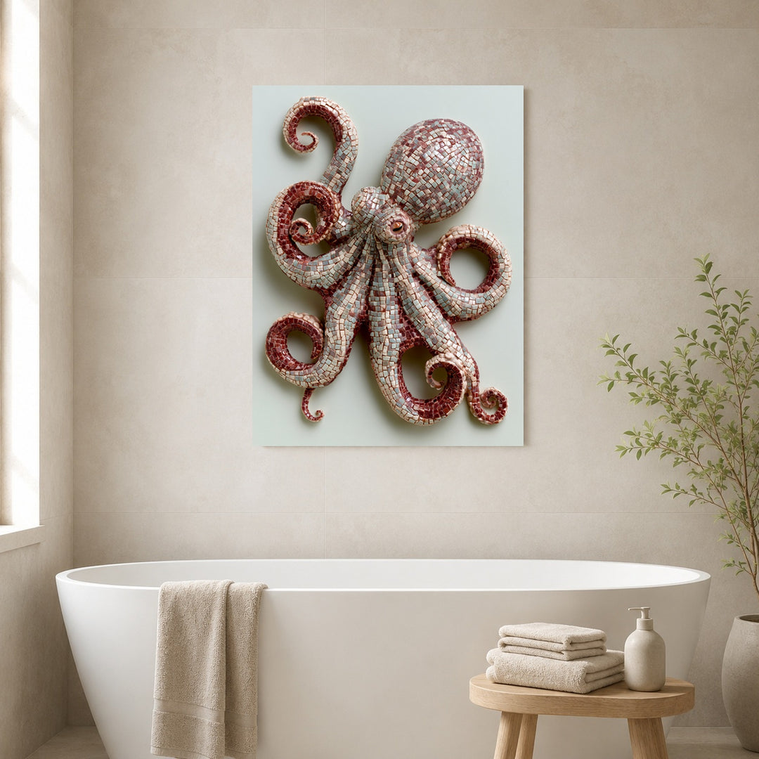 Oktopus Mosaik Kunst Poster – Ohne Rahmen – Produktfoto