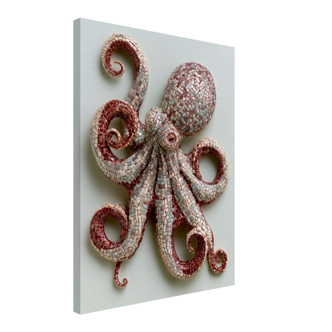 Oktopus Mosaik Kunst Leinwandbild – Schräge Ansicht – Produktfoto