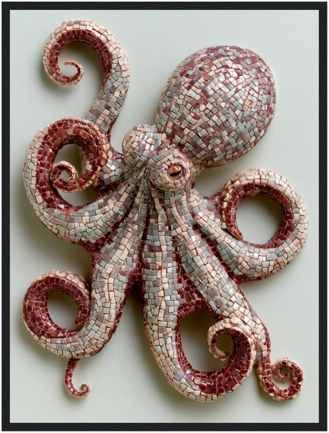 Oktopus Mosaik Kunst Poster – Schwarzer Rahmen – Produktfoto