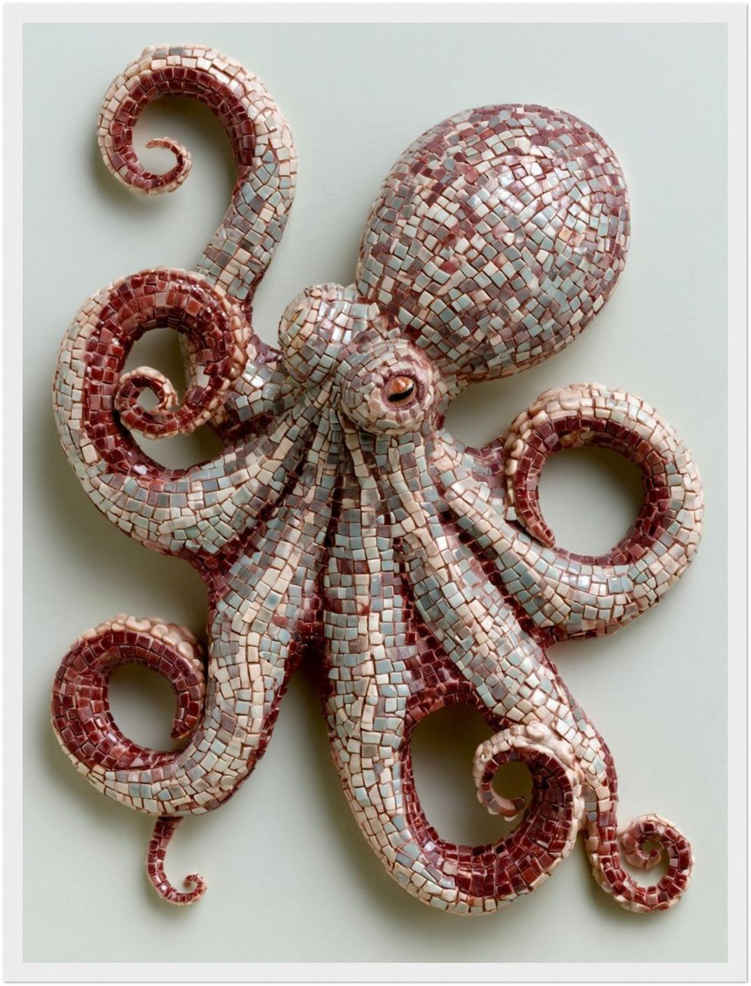 Oktopus Mosaik Kunst Poster – Weißer Rahmen – Produktfoto
