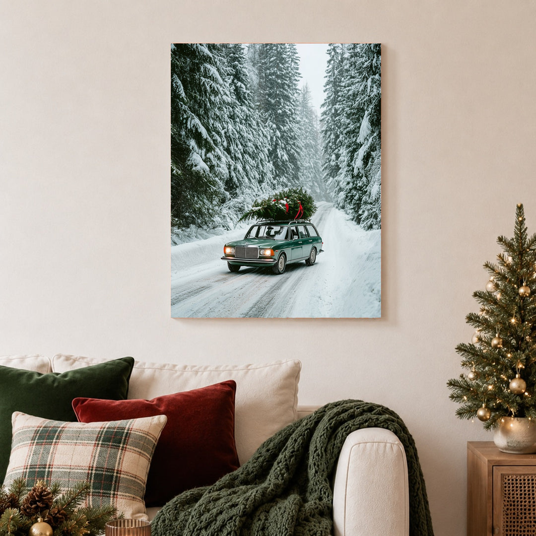 Winterfahrt durch Schneewald Poster – Ohne Rahmen – Produktfoto