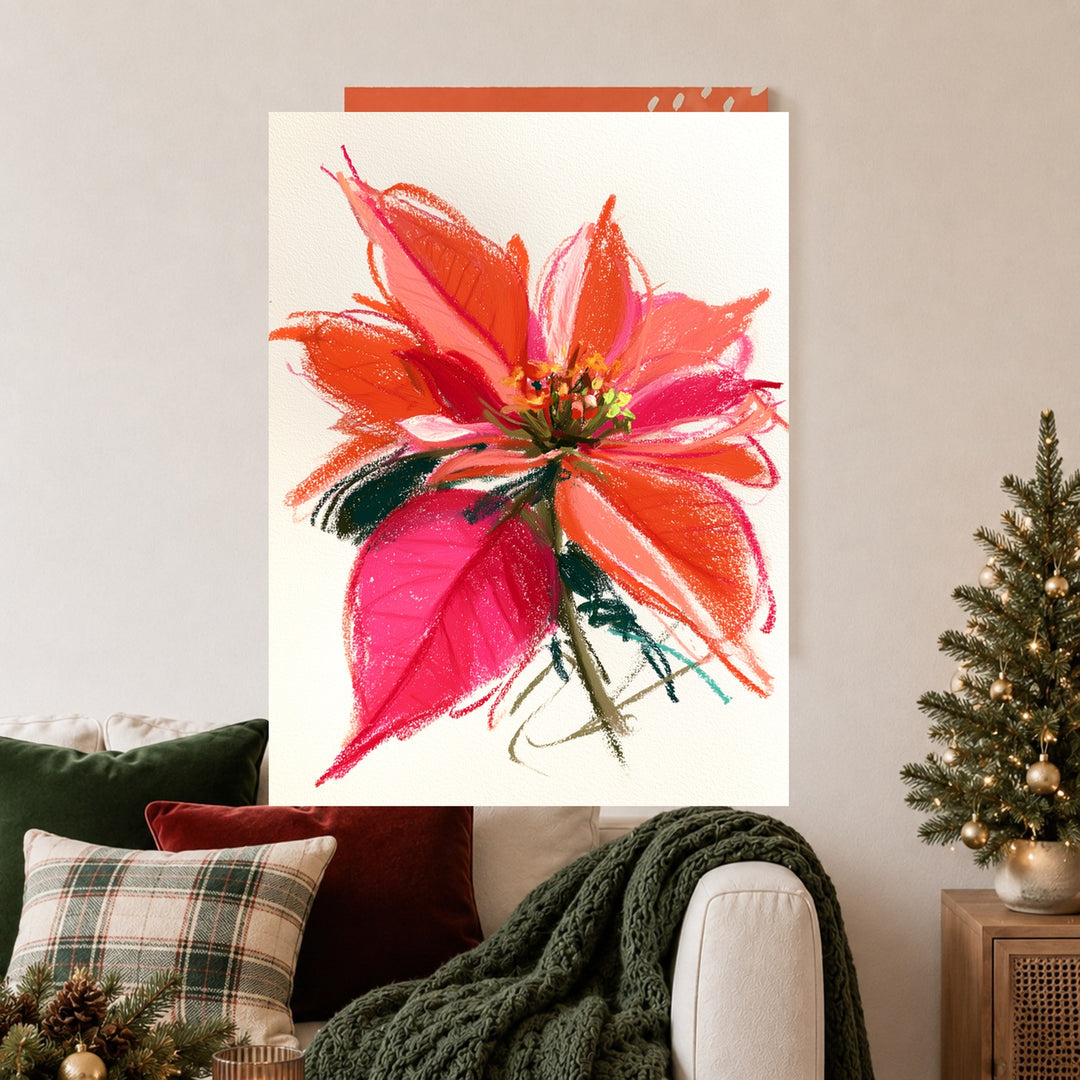 Wilde Poinsettia in rot Poster – Ohne Rahmen – Produktfoto