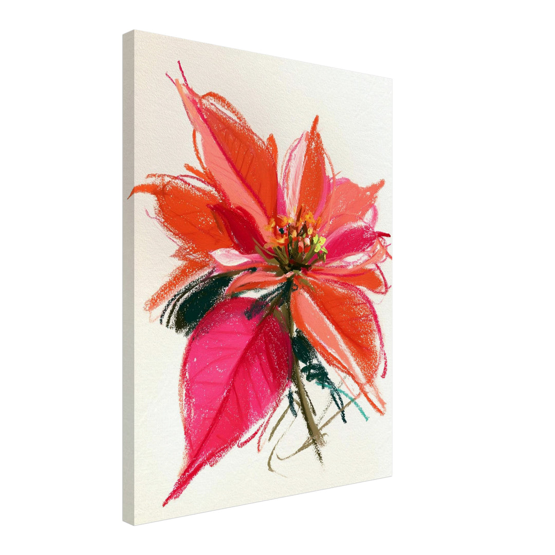 Wilde Poinsettia in rot Leinwandbild – Schräge Ansicht – Produktfoto