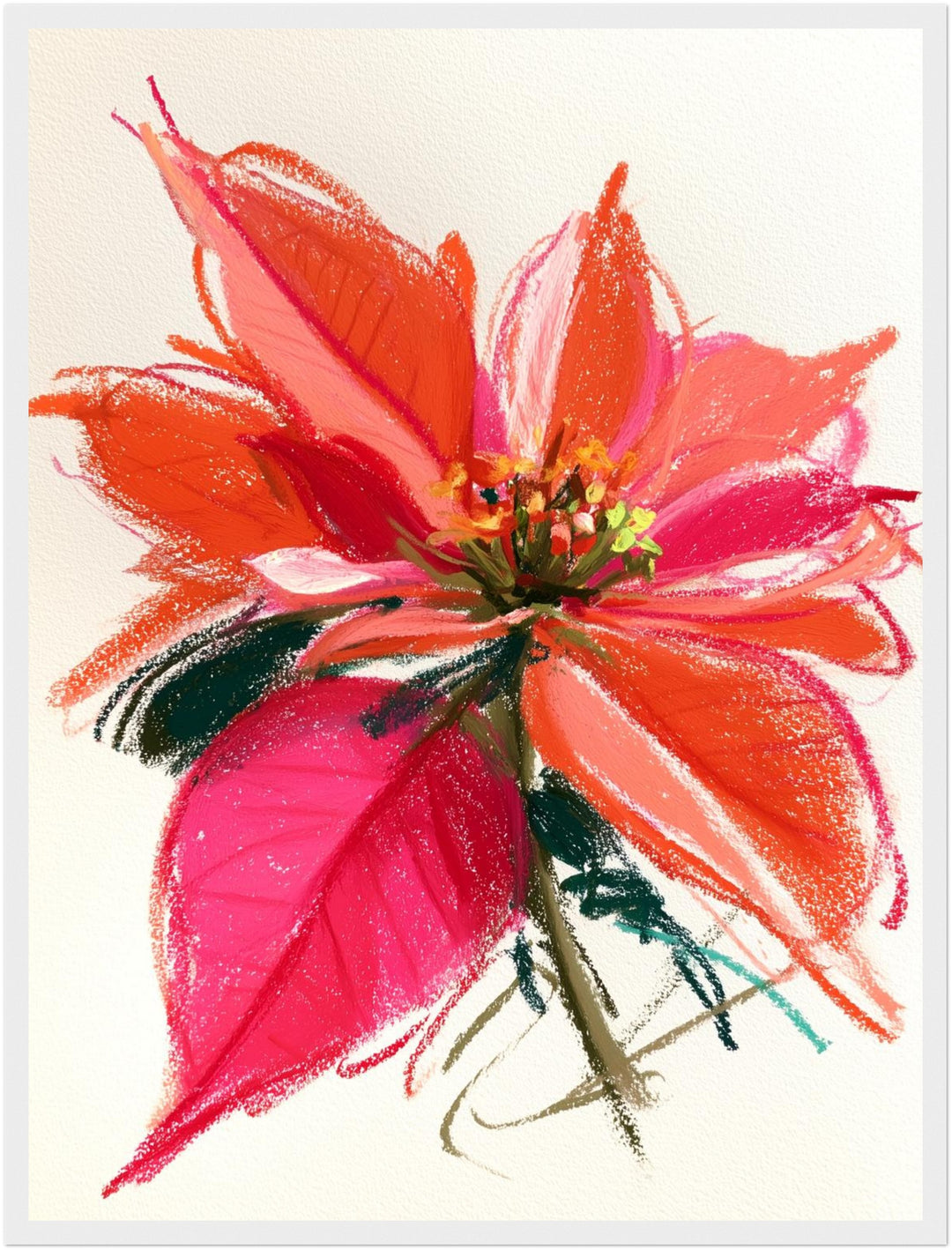 Wilde Poinsettia in rot Poster – Weißer Rahmen – Produktfoto