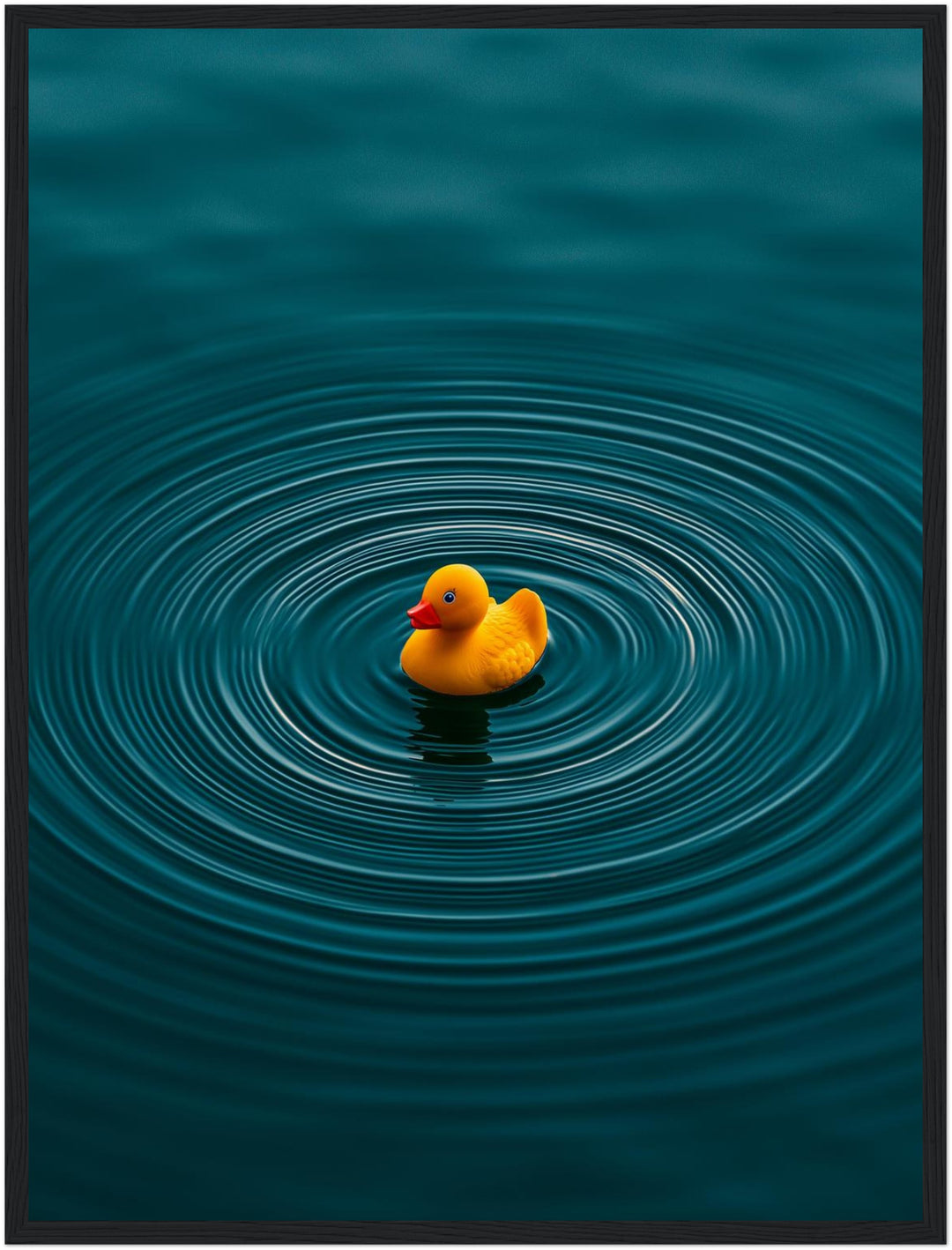 Quietscheente im Wasser Poster – Schwarzer Rahmen – Produktfoto
