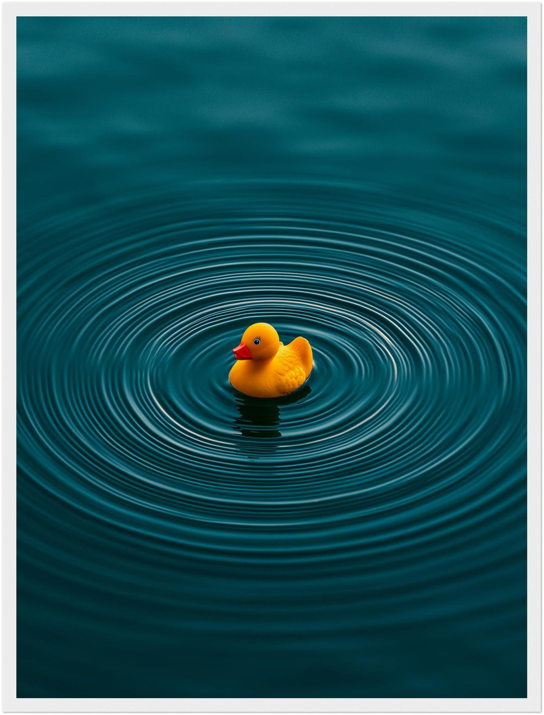 Quietscheente im Wasser Poster – Weißer Rahmen – Produktfoto