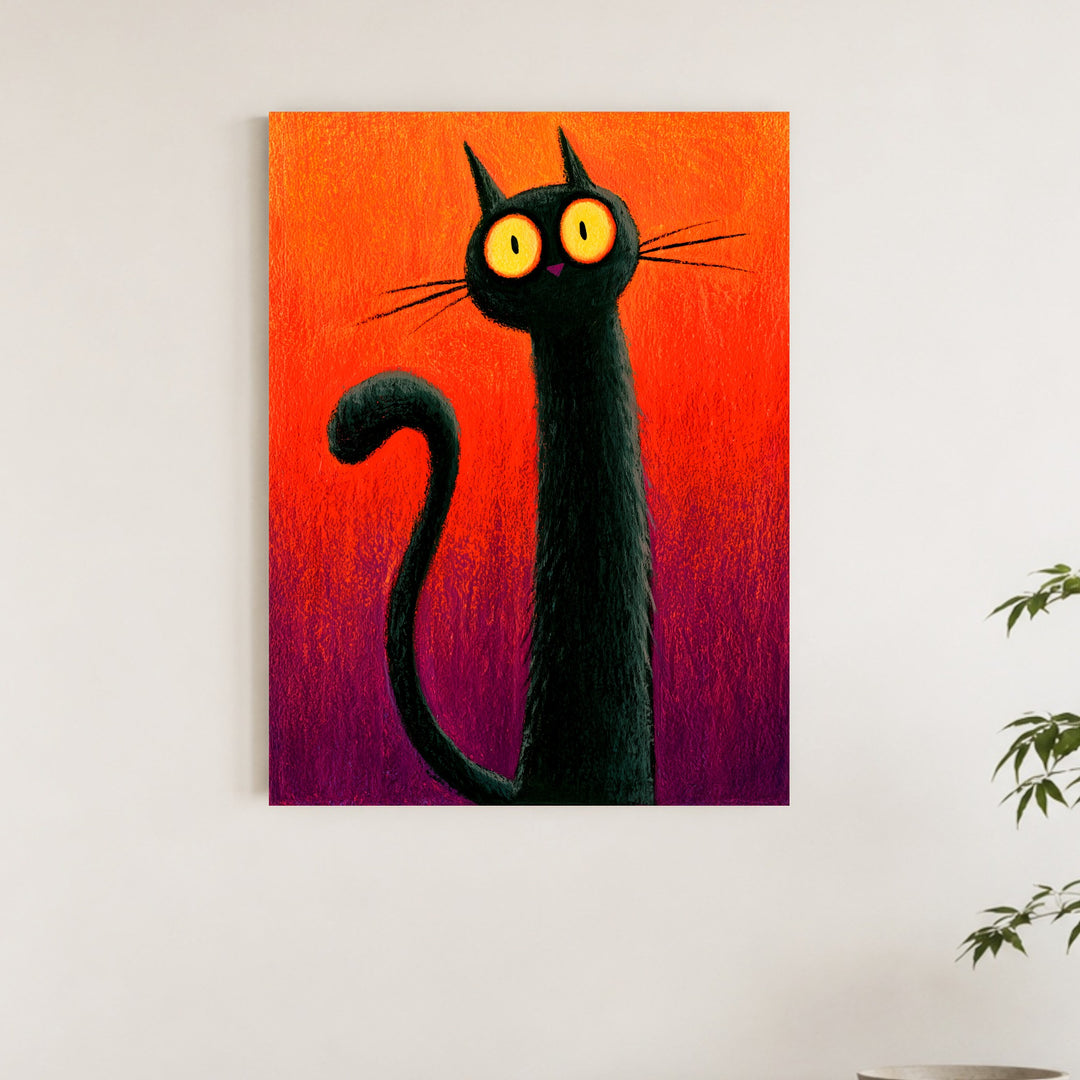 Schwarze Katze Halloween Leinwandbild – Ohne Rahmen – Produktfoto