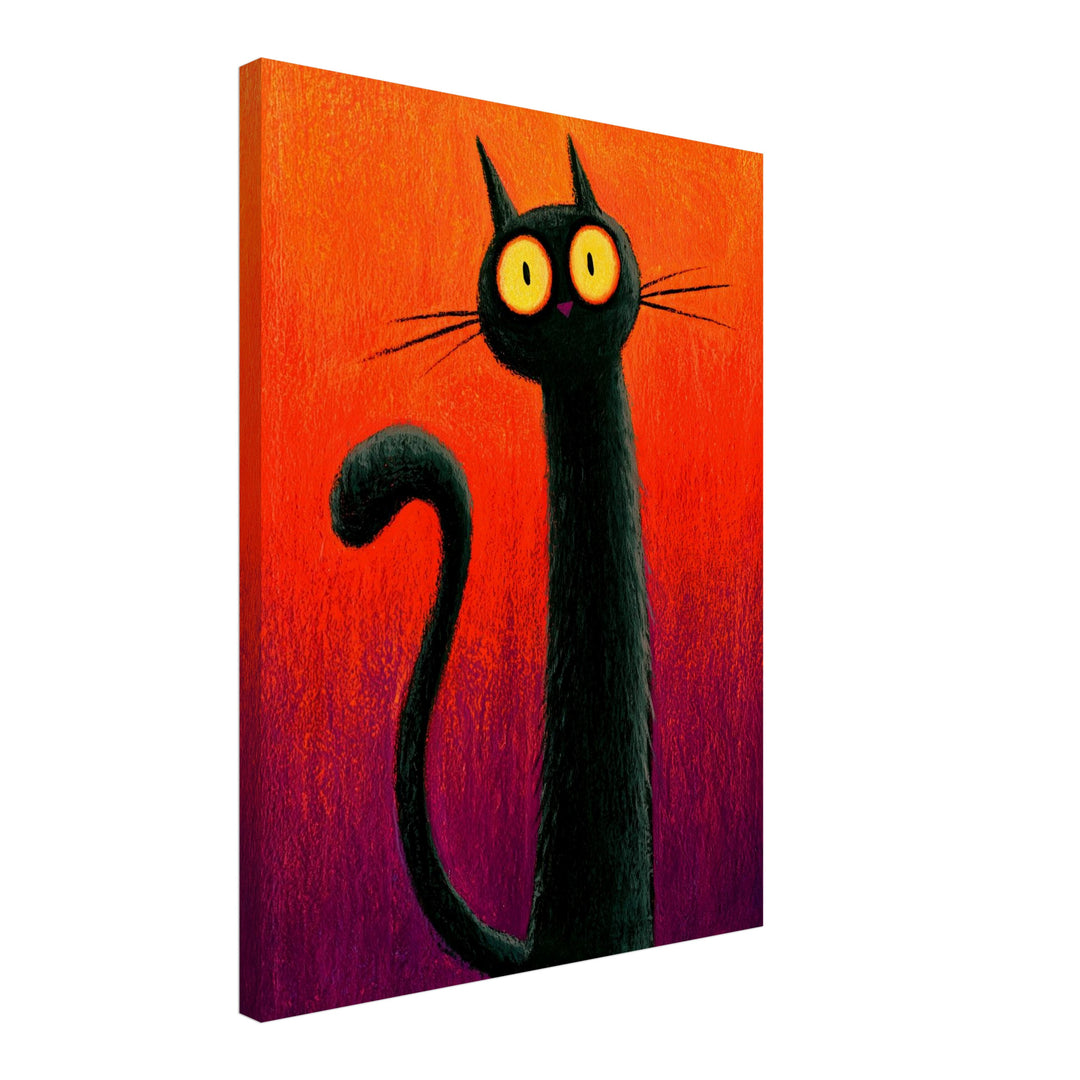 Schwarze Katze Halloween Leinwandbild – Schräge Ansicht – Produktfoto