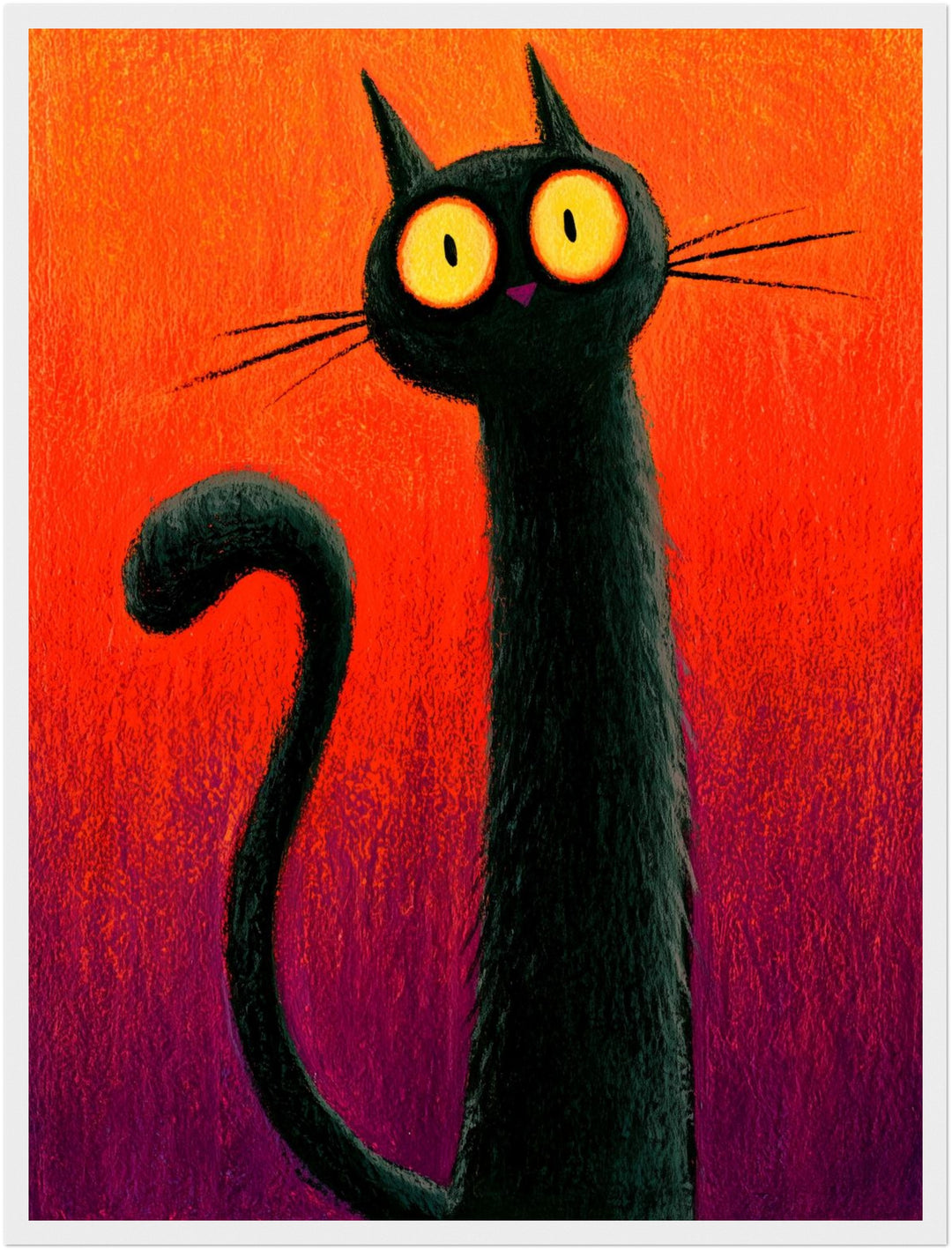 Schwarze Katze Halloween Poster – Weißer Rahmen – Produktfoto