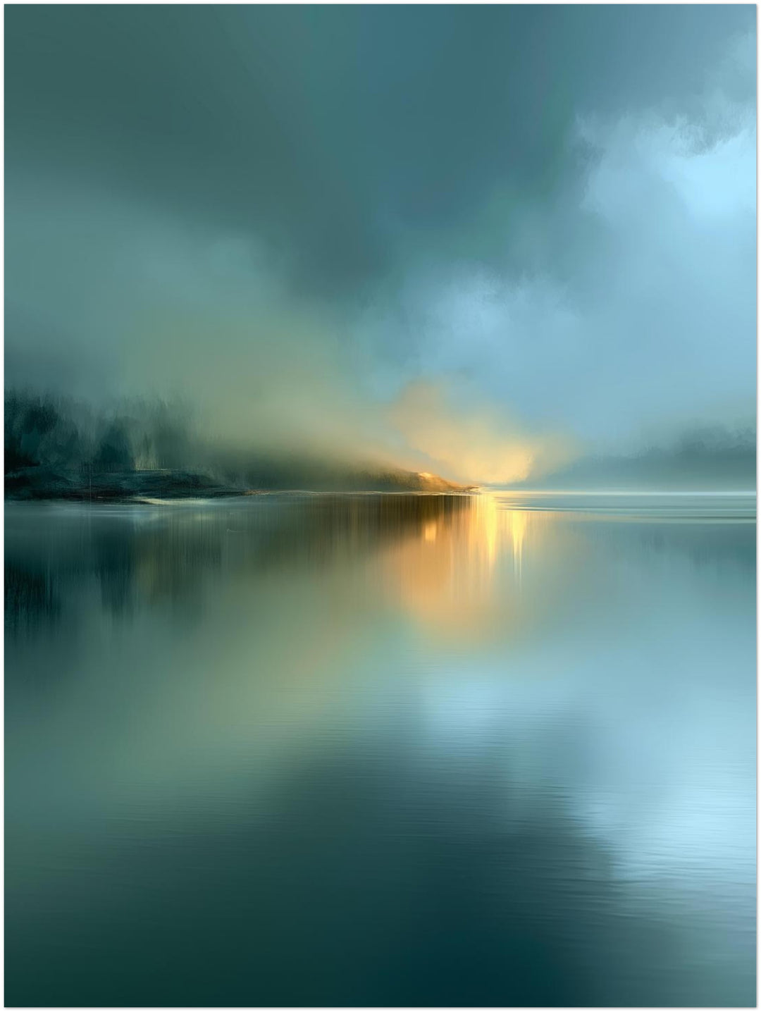 See im Morgennebel Leinwandbild – Ohne Rahmen – Produktfoto