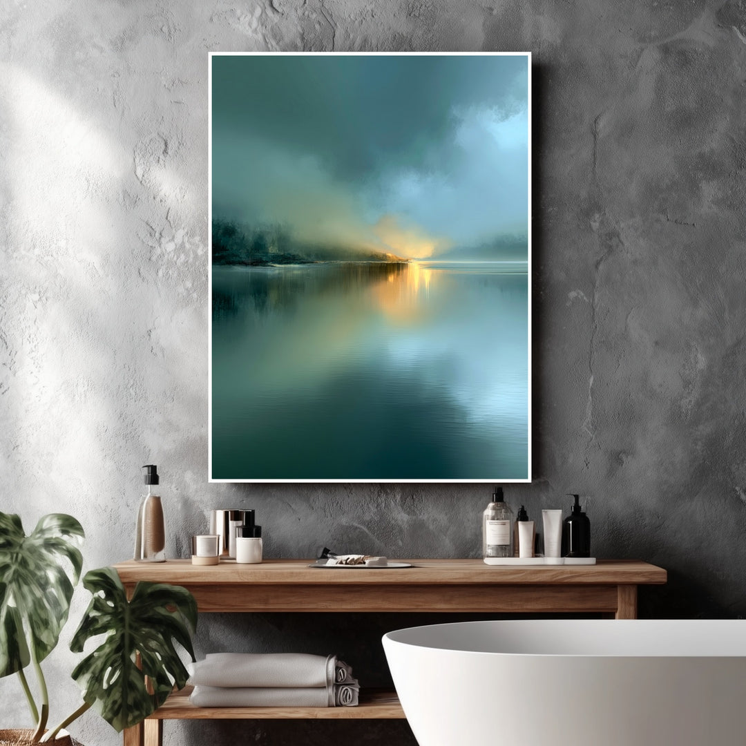 See im Morgennebel Poster – Weißer Rahmen – Produktfoto