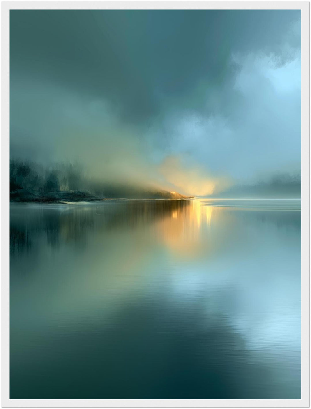 See im Morgennebel Poster – Weißer Rahmen – Produktfoto