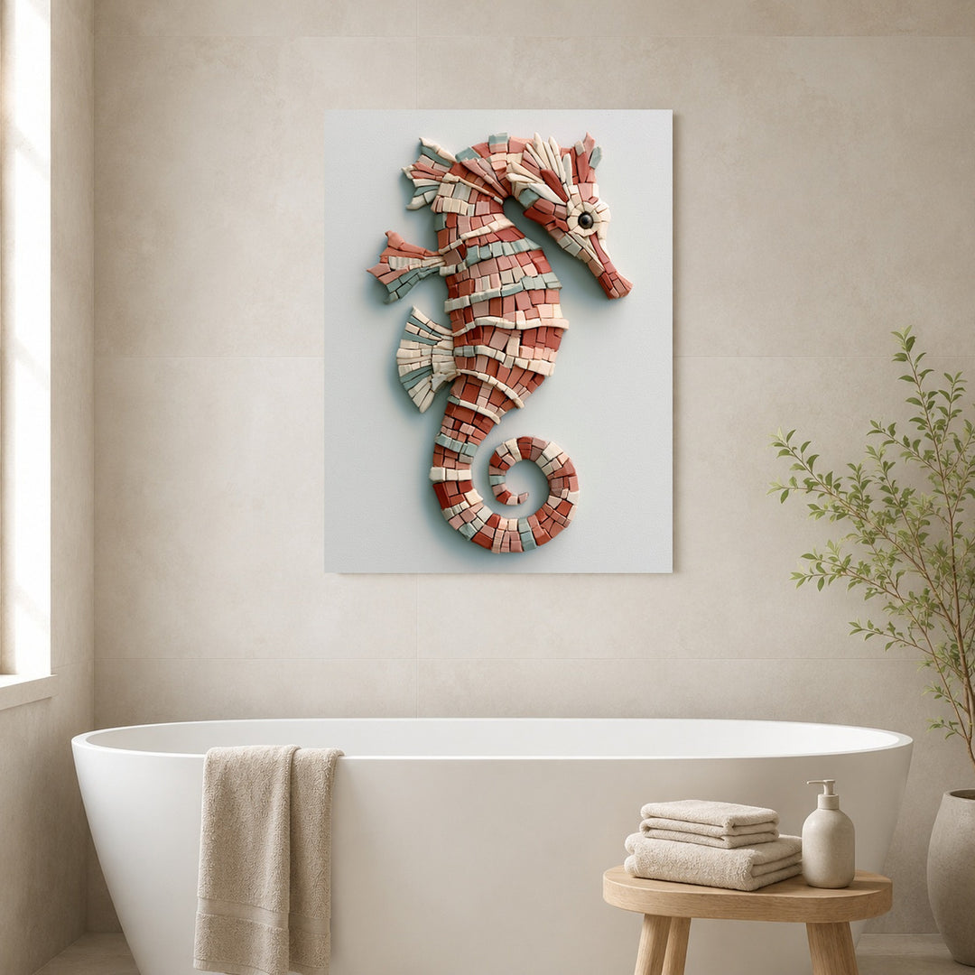 Seepferdchen Mosaik Leinwandbild – Ohne Rahmen – Produktfoto