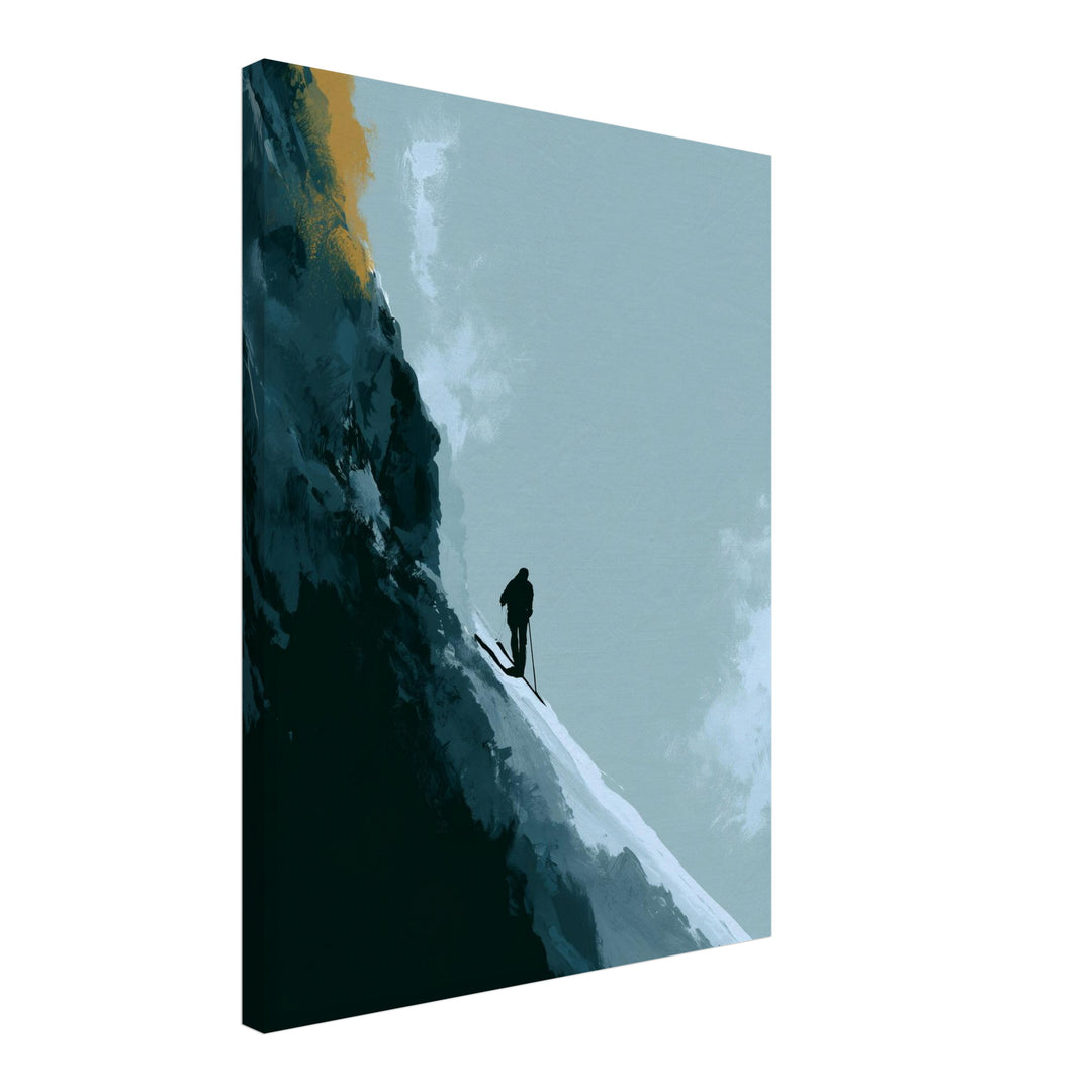 Skifahrer im Winterlicht Leinwandbild – Schräge Ansicht – Produktfoto