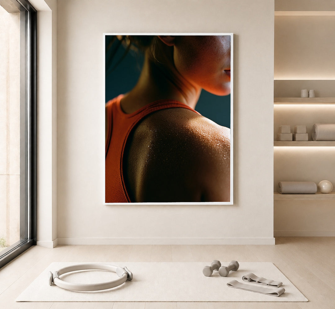 Schweiß auf der Schulter Poster – Weißer Rahmen – Produktfoto