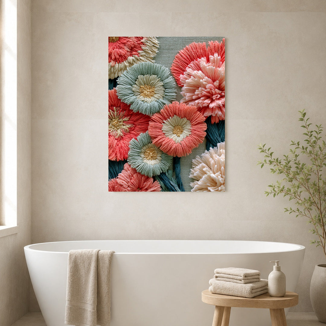 Stickerei Blumen Pastell Poster – Ohne Rahmen – Produktfoto