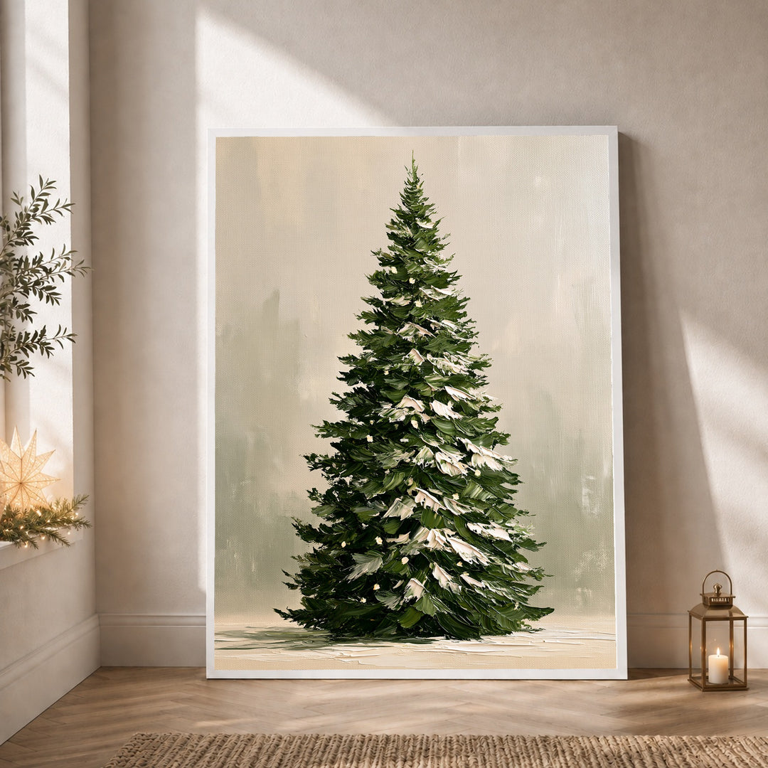 Verschneiter Tannenbaum im Winter Poster