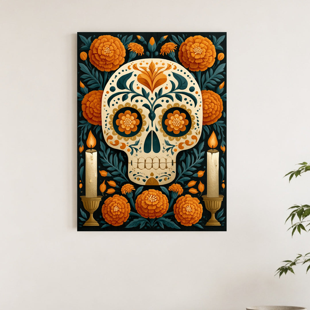 Día de los Muertos Totenschädel Leinwandbild – Ohne Rahmen – Produktfoto