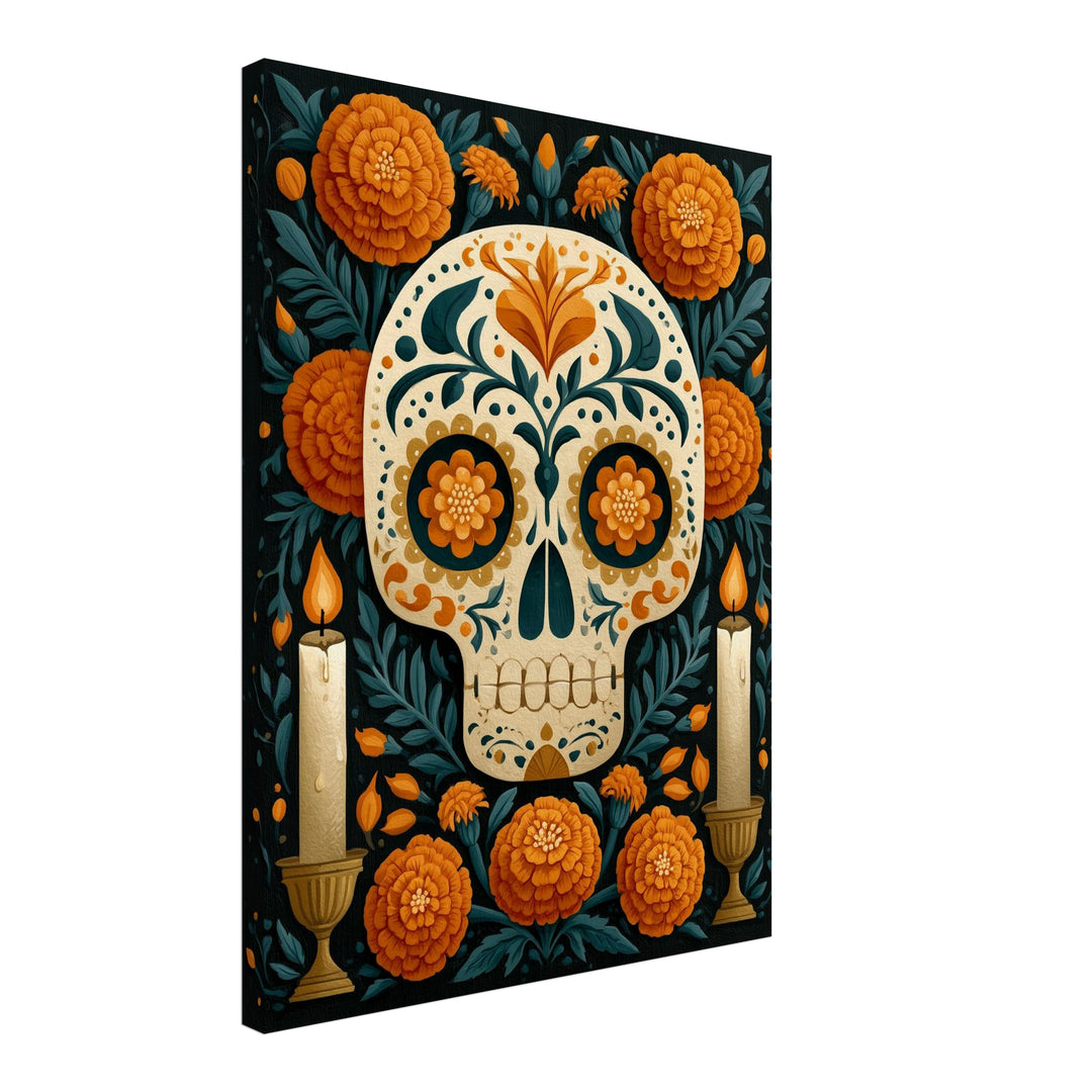 Día de los Muertos Totenschädel Leinwandbild – Schräge Ansicht – Produktfoto