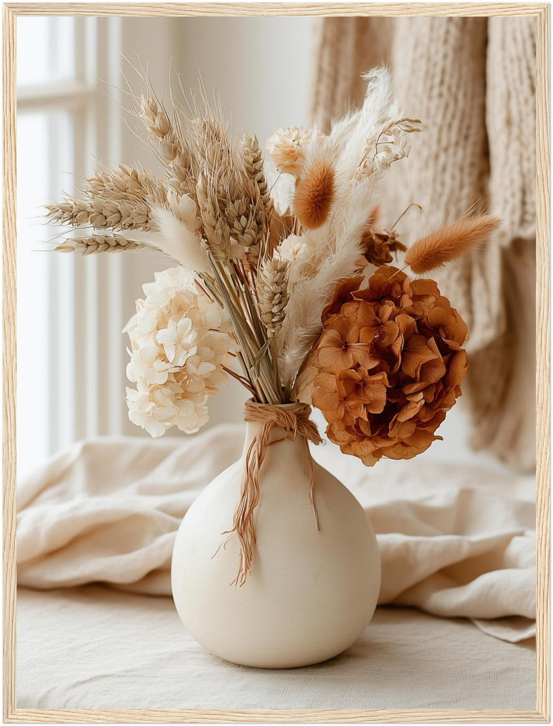 Getrocknete Blüten im Herbstton Poster – Holz natur Rahmen – Produktfoto