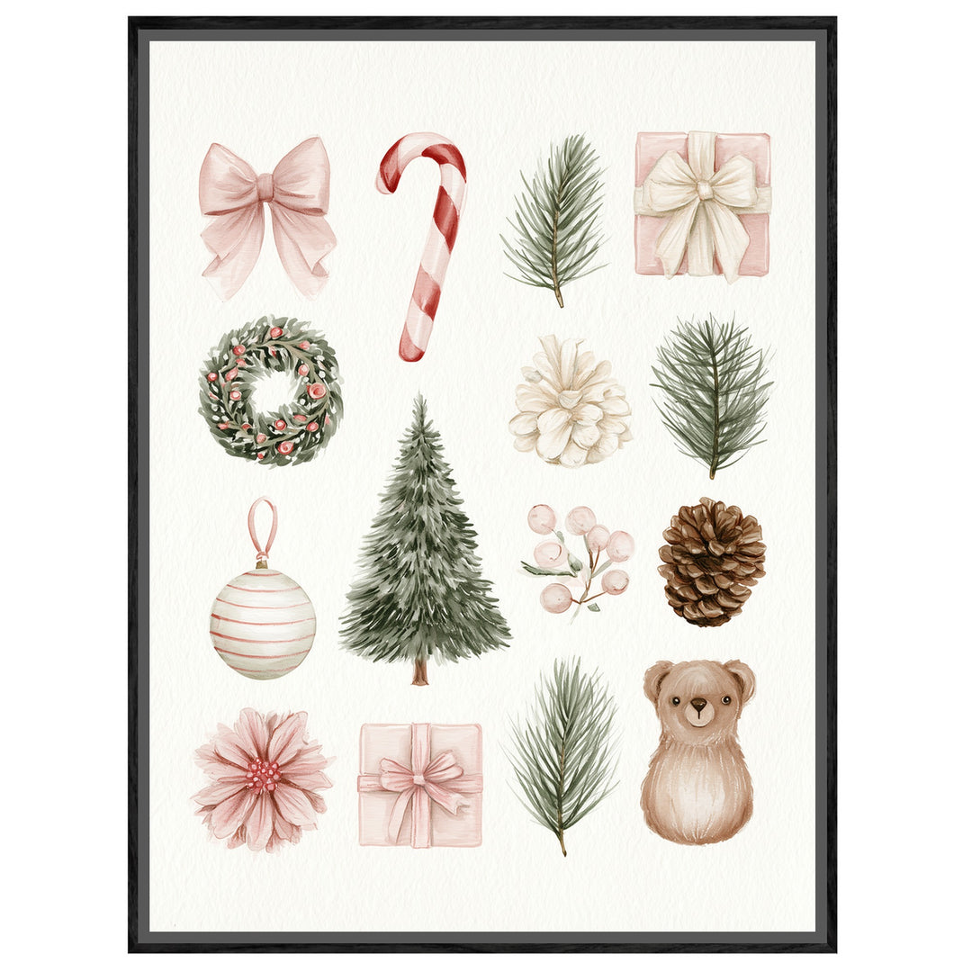 Aquarell Weihnachtssammlung Leinwandbild – Leinwandbild