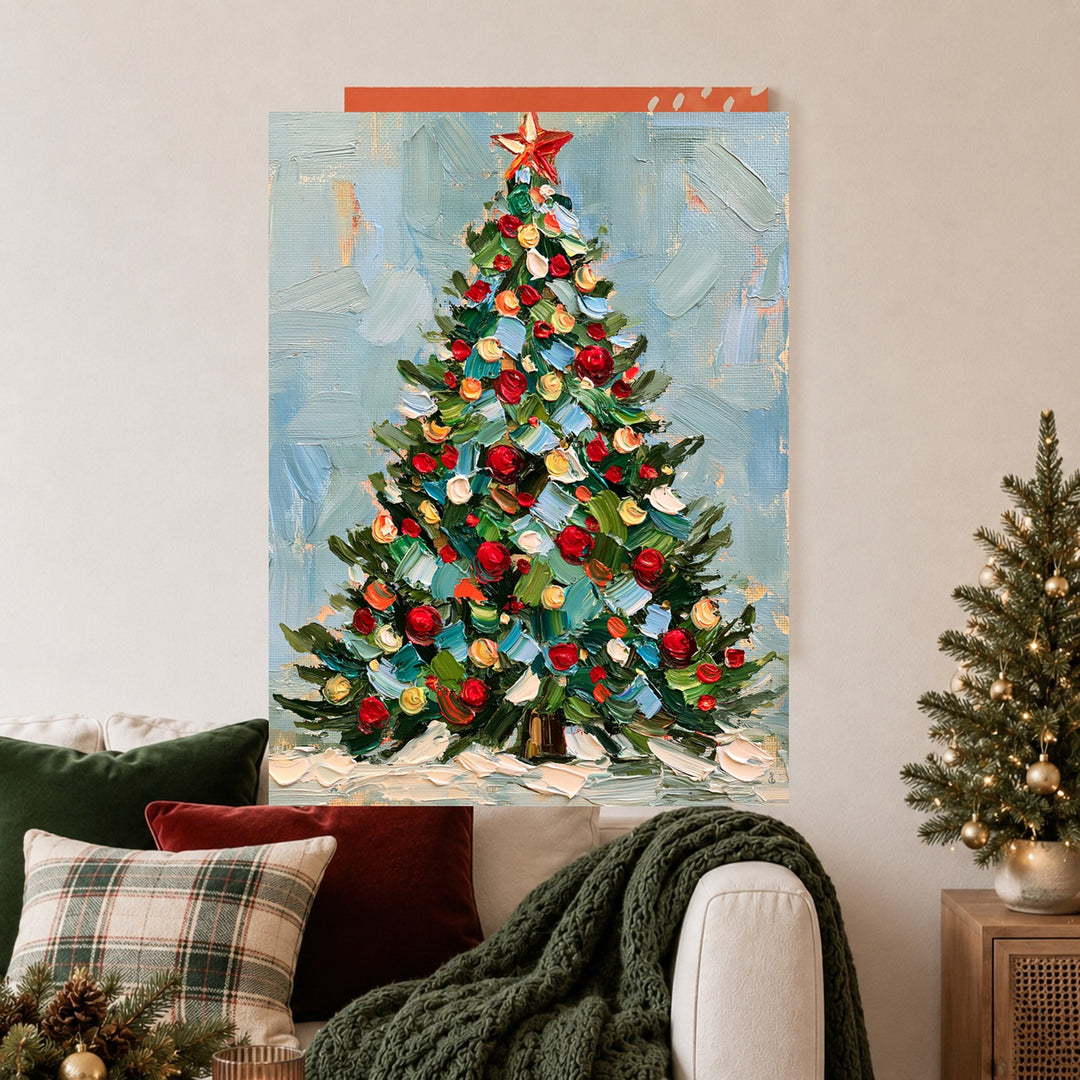 Weihnachtsbaum im Ölgemälde-Stil Poster – Ohne Rahmen – Produktfoto