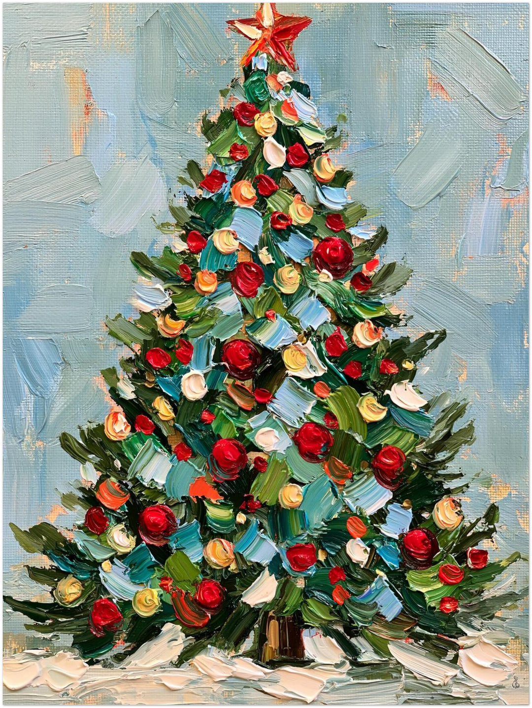 Weihnachtsbaum im Ölgemälde-Stil Leinwandbild – Ohne Rahmen – Produktfoto