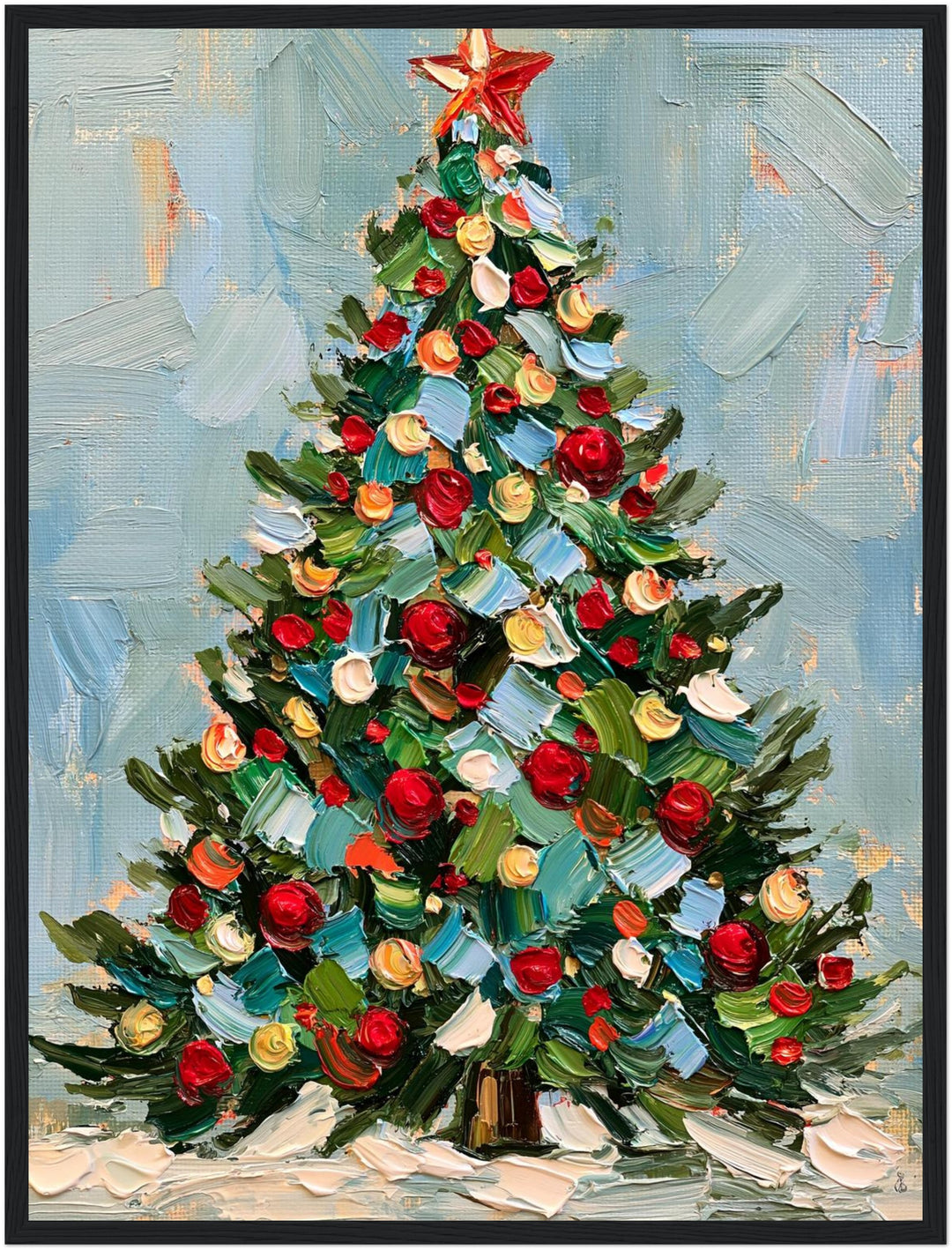 Weihnachtsbaum im Ölgemälde-Stil Poster – Schwarzer Rahmen – Produktfoto