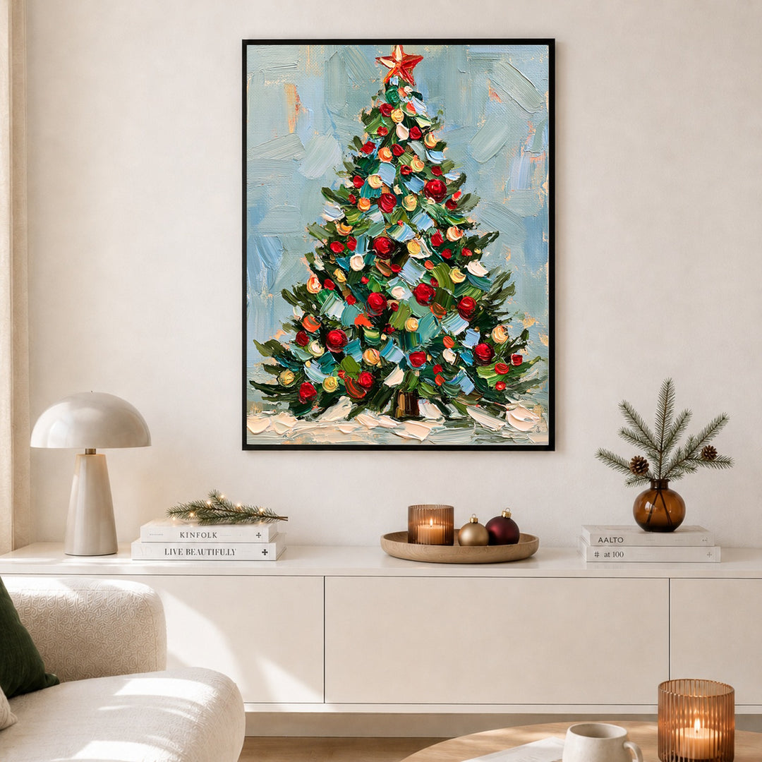 Weihnachtsbaum im Ölgemälde-Stil Poster – Schwarzer Rahmen – Produktfoto