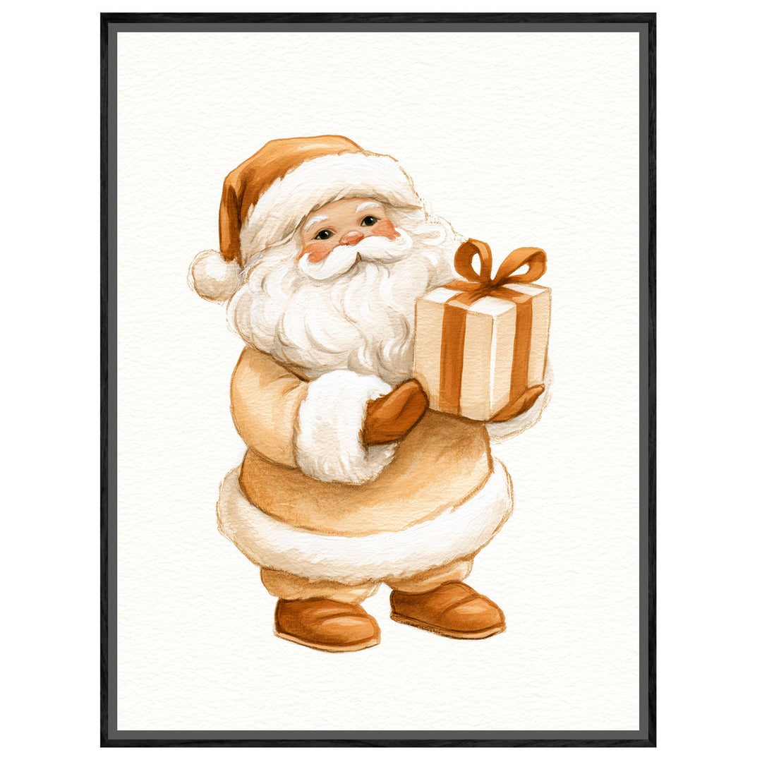 Weihnachtsmann mit Geschenk Leinwandbild – Leinwandbild