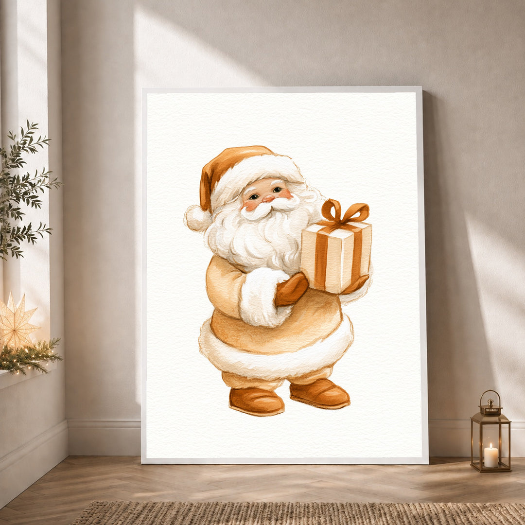 Weihnachtsmann mit Geschenk Poster
