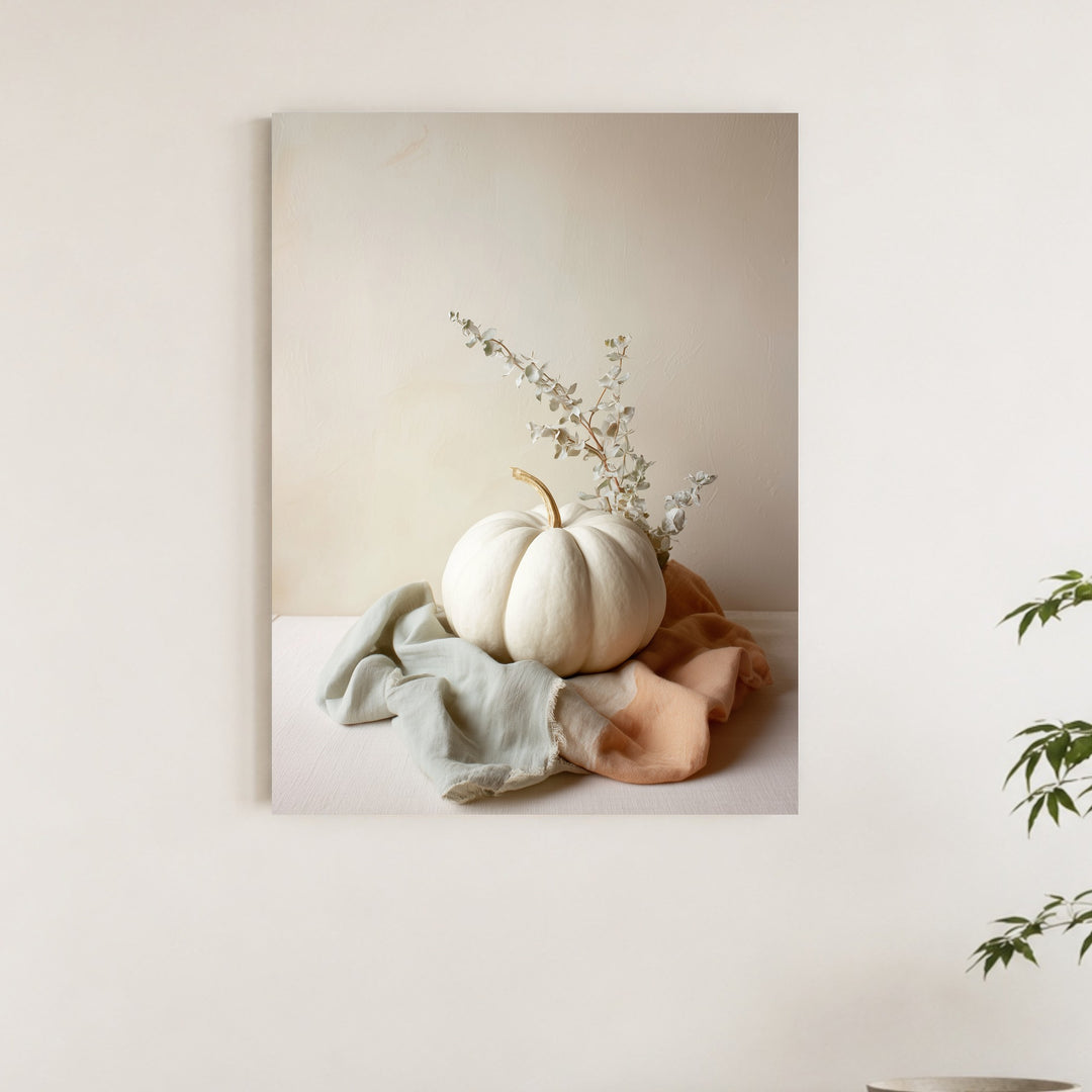 Weißer Kürbis im Herbst Poster – Ohne Rahmen – Produktfoto