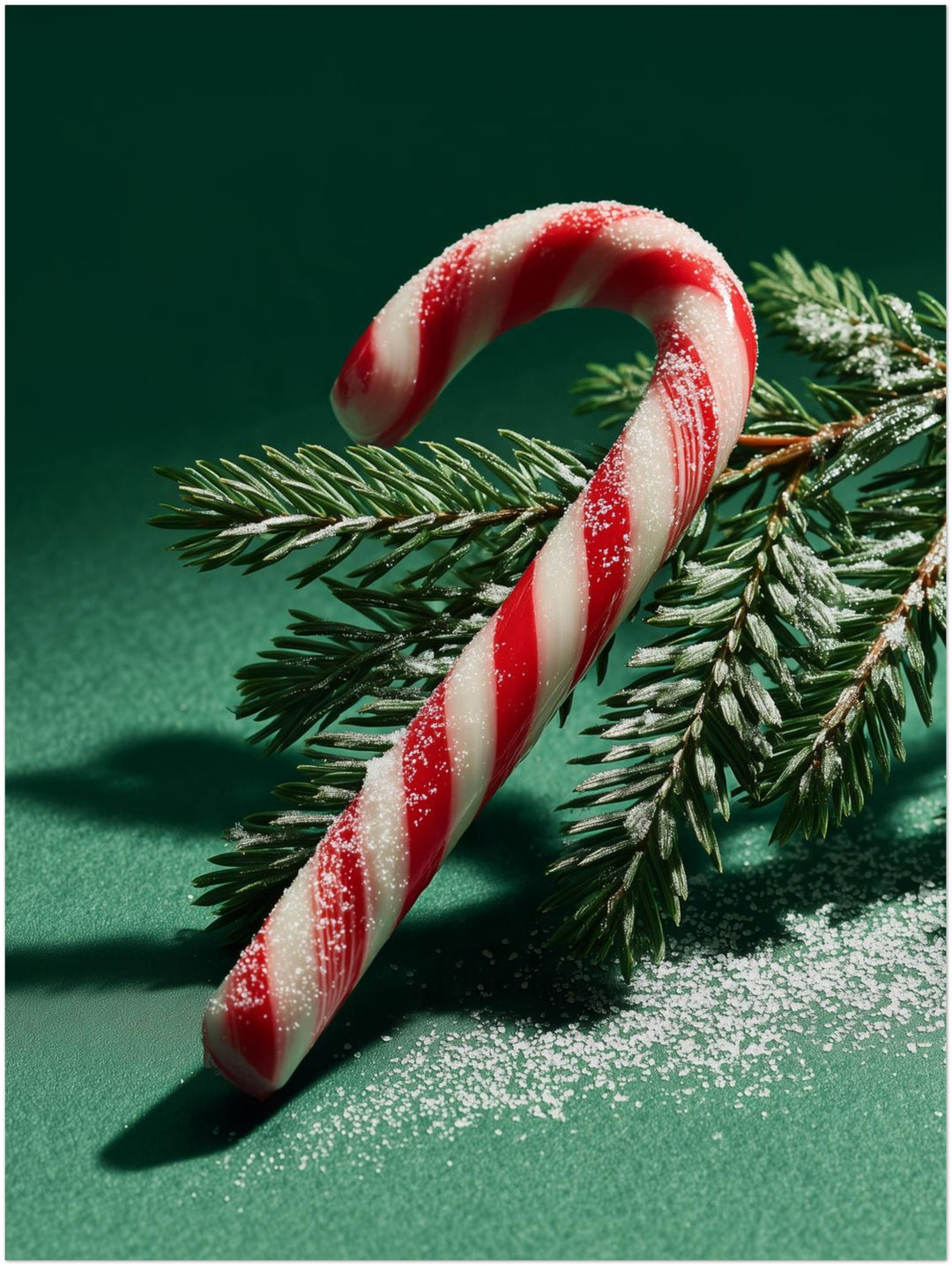 Zuckerstange auf grünem Hintergrund Poster – Ohne Rahmen – Produktfoto