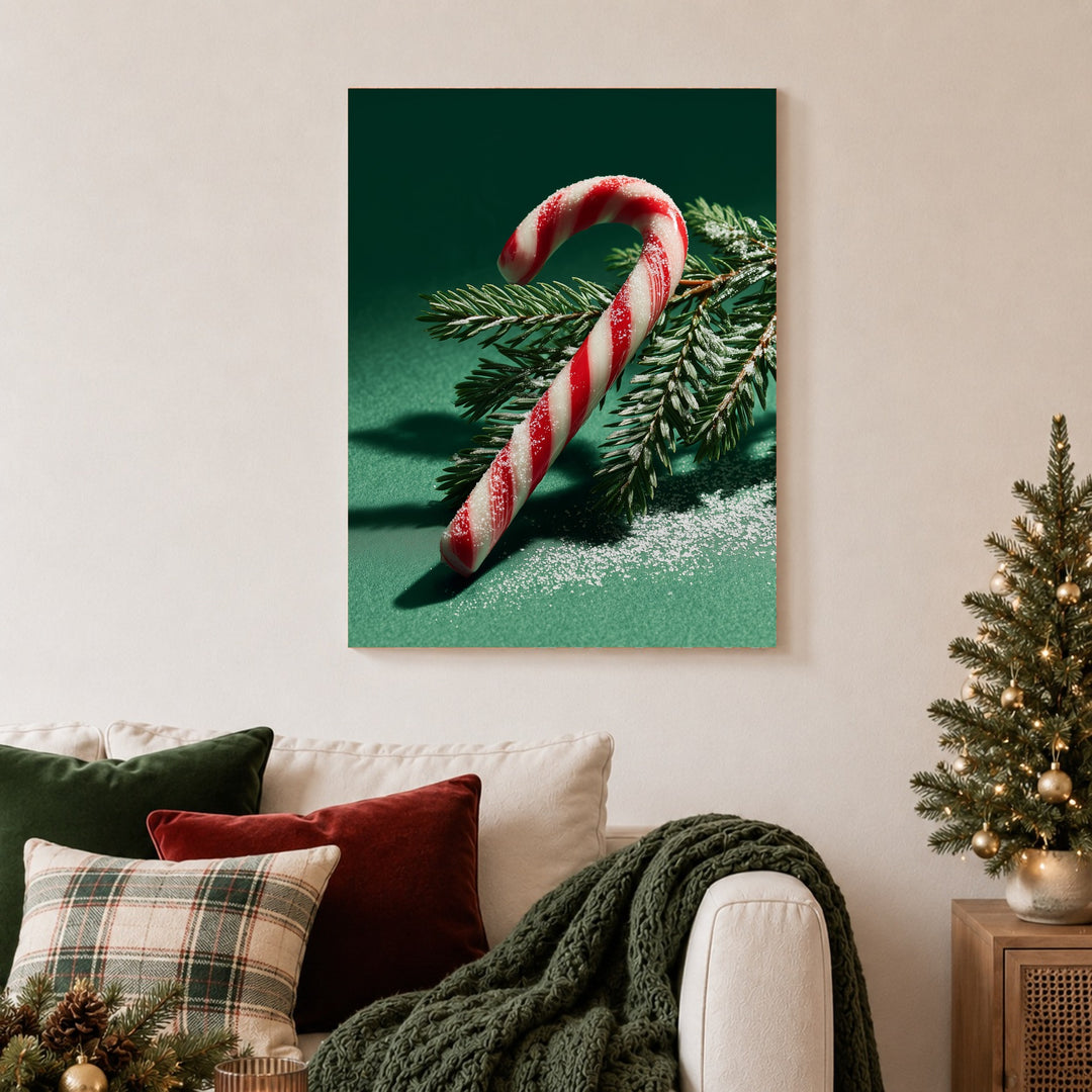 Zuckerstange auf grünem Hintergrund Poster – Ohne Rahmen – Produktfoto